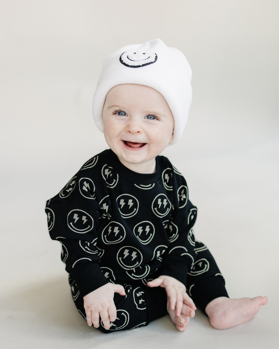 Lucky Panda Kids - Smiley Baby & Kids' Beanie | White