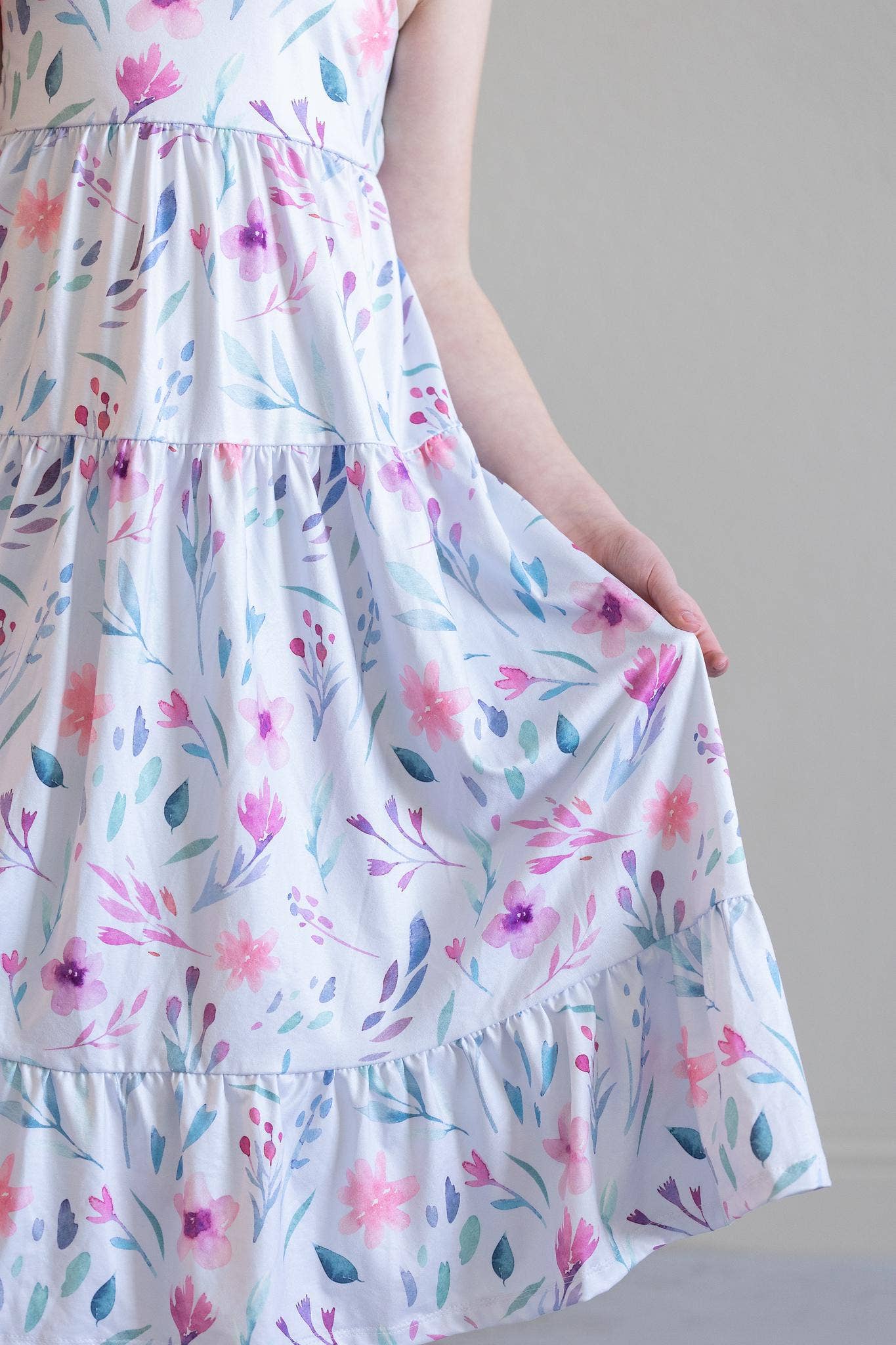 Mila & Rose - Pastel Wildflowers Ruffle Maxi Dress