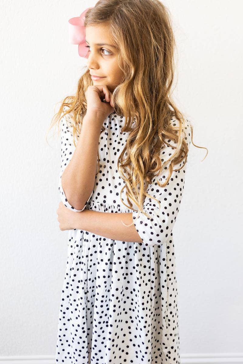 Mila & Rose 3/4 Sleeve Twirl Dress - Scattered Dot