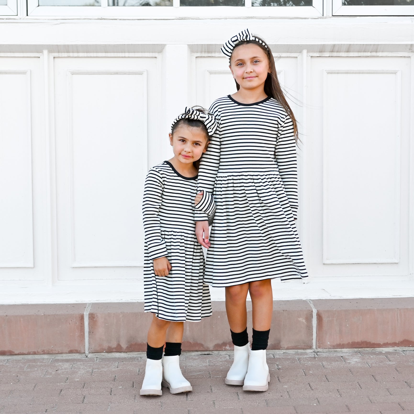 Tiny Trendsetter Long Sleeve Ava Dress - Black Stripe