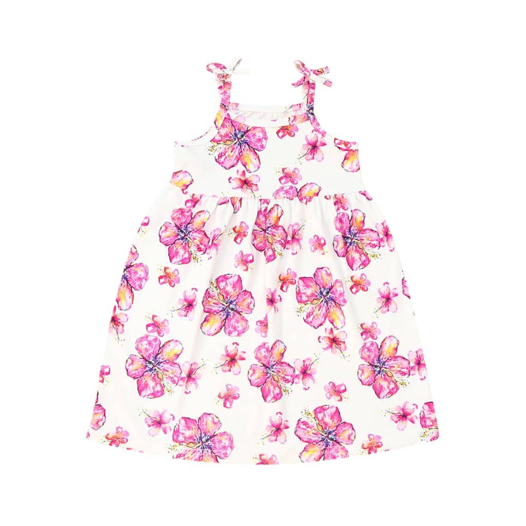 Coco Moon - Hibiscus Kiss Kids Bamboo Spaghetti Strap Dress