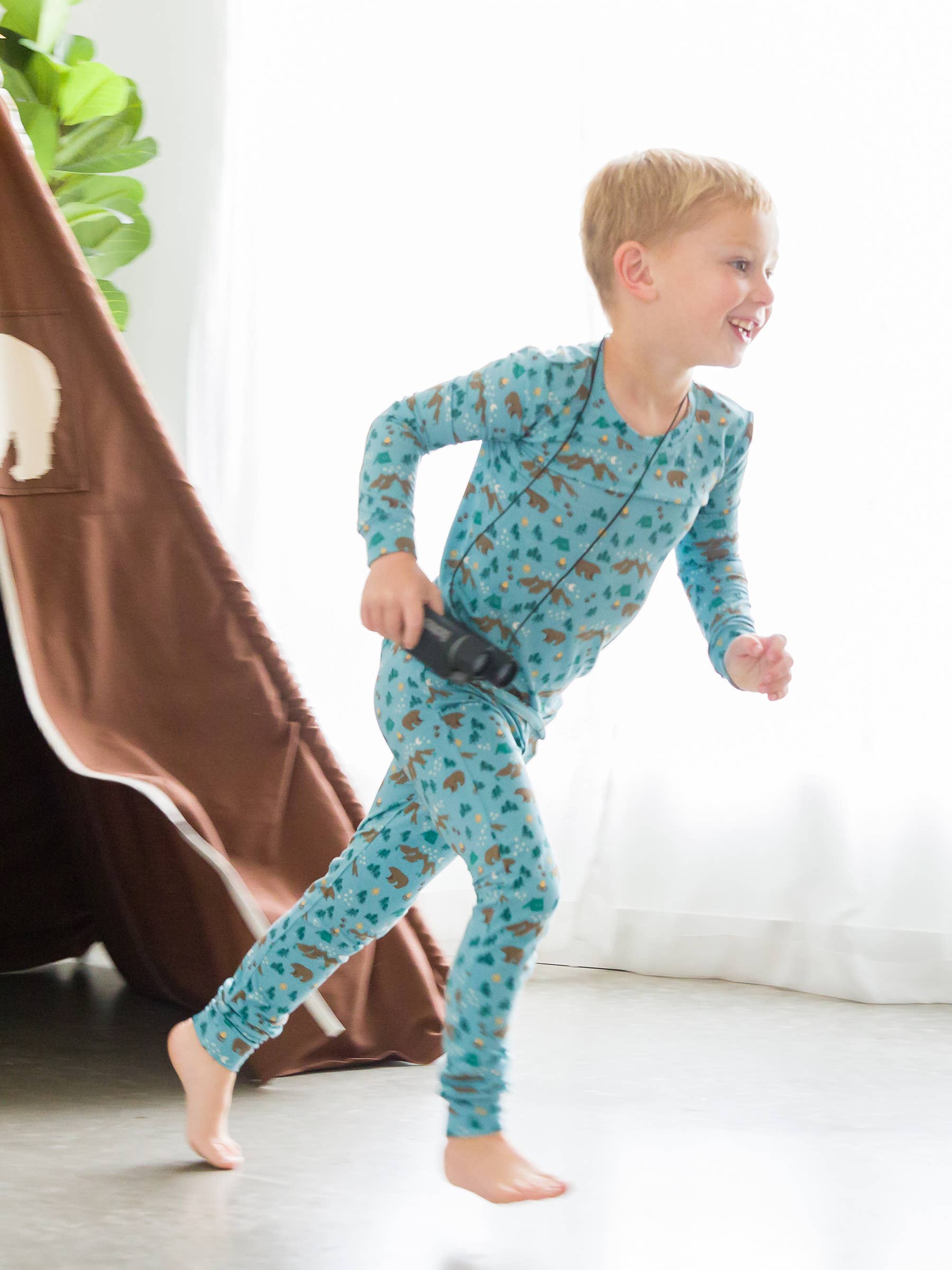 RuggedButts Bamboo Long Sleeve Pajama Set - Beary Happy Camper