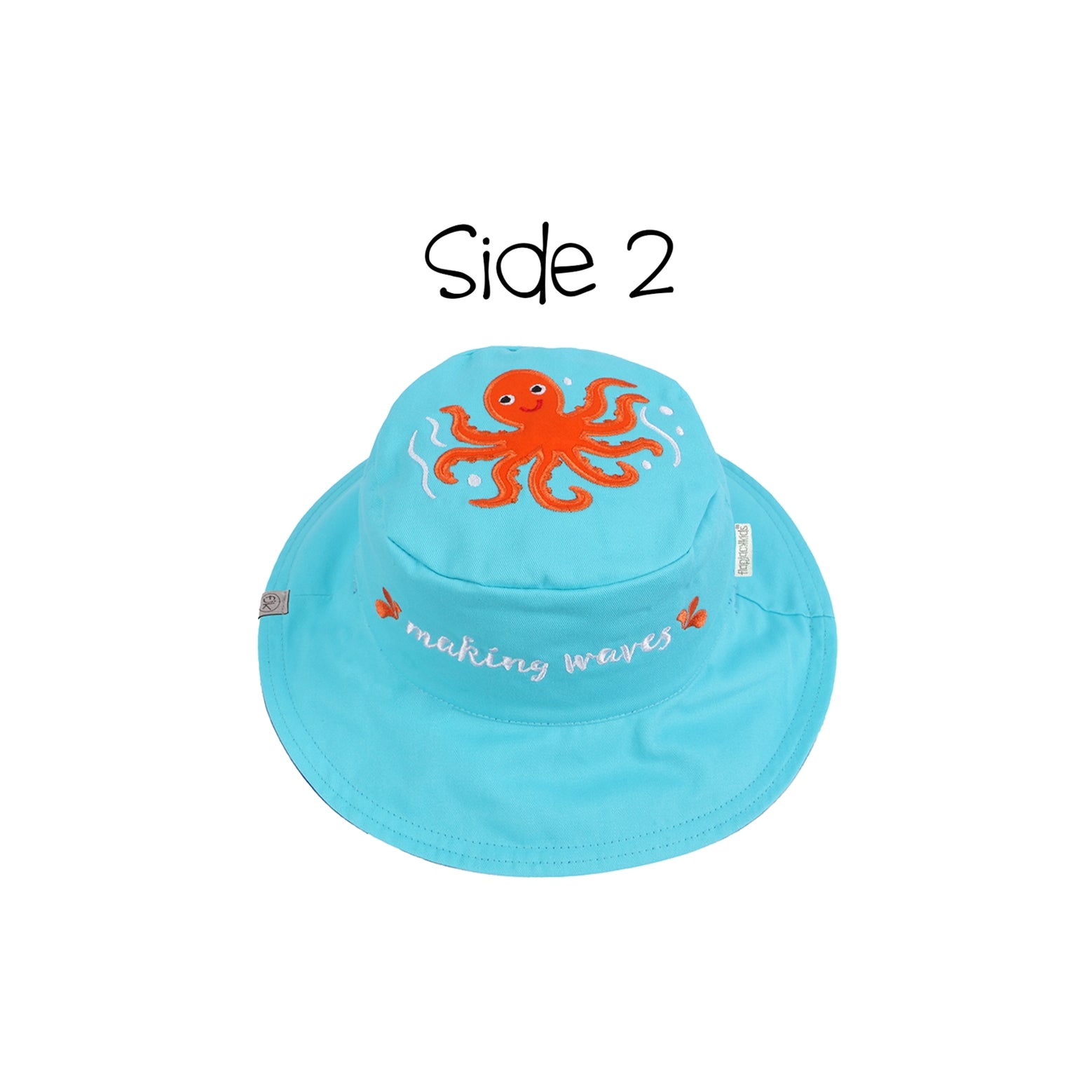 FlapJackKids UPF50+ Reversible Sun Hat - Blue Whale/Octopus