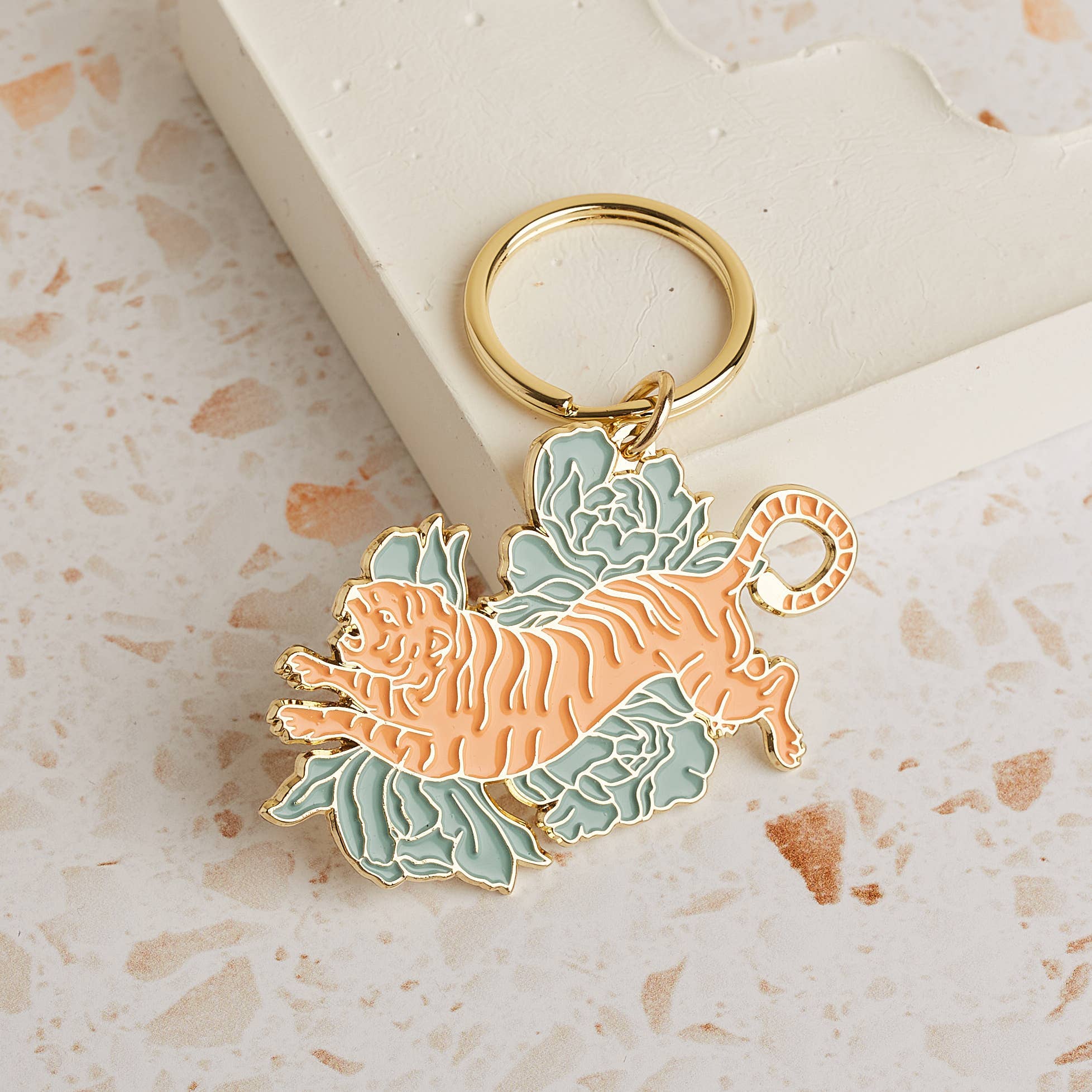cai & jo USA - Floral Tigress Enamel Keychain