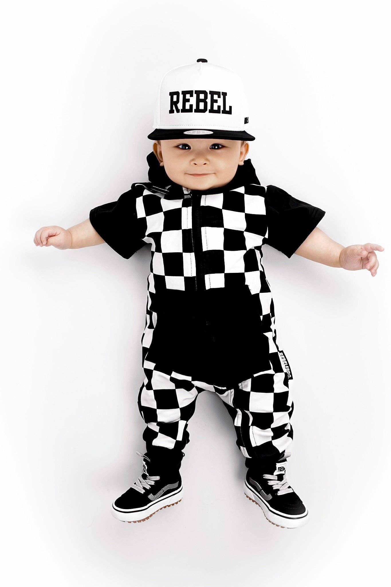 Rebel Bro Hooded Rebel Short Sleeve Romper - Venice