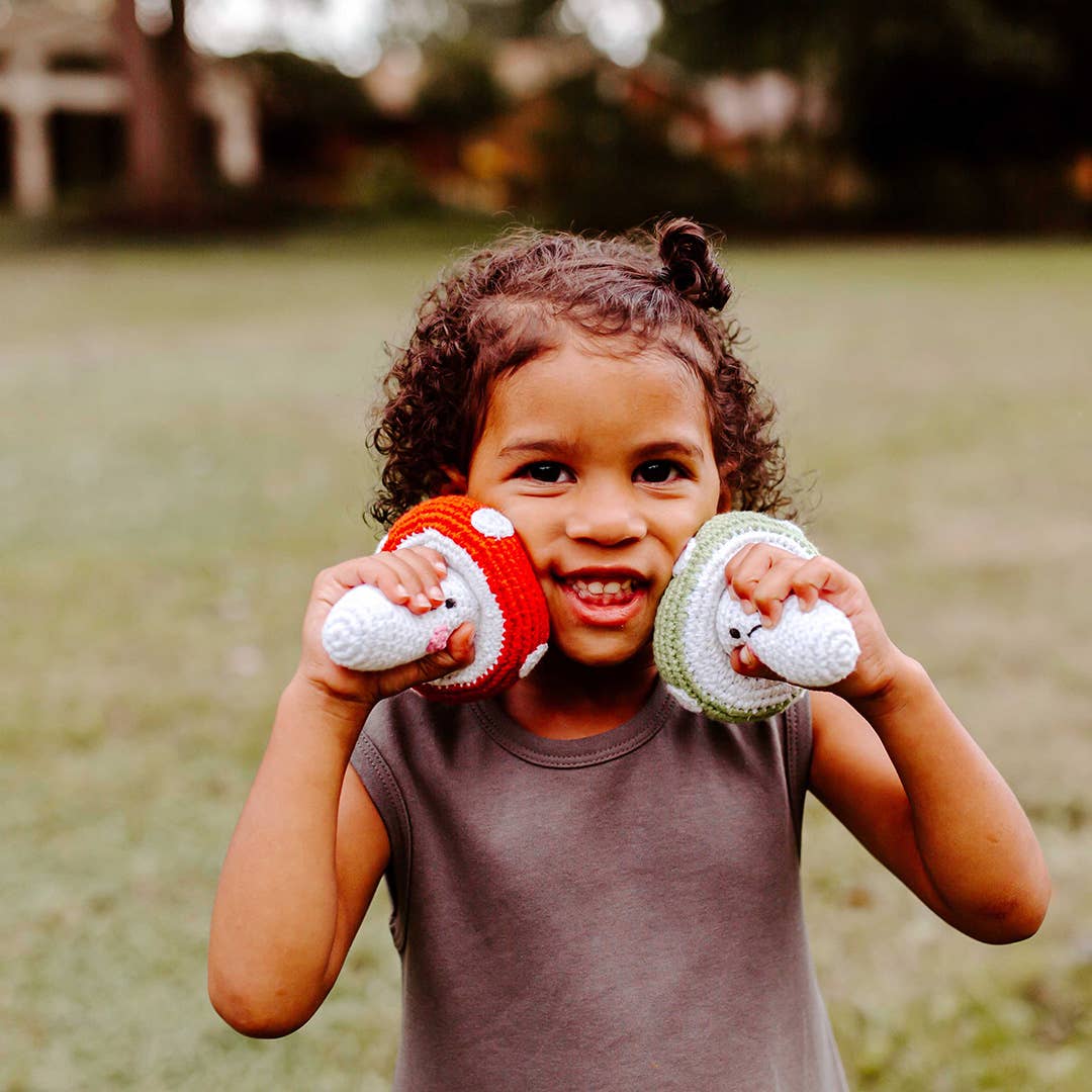 Pebble - Pretend Play Food Rattle - Red Mushroom
