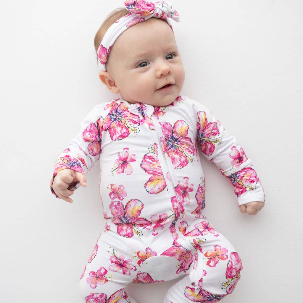 Coco Moon - Hibiscus Kiss Baby Bamboo Coverall