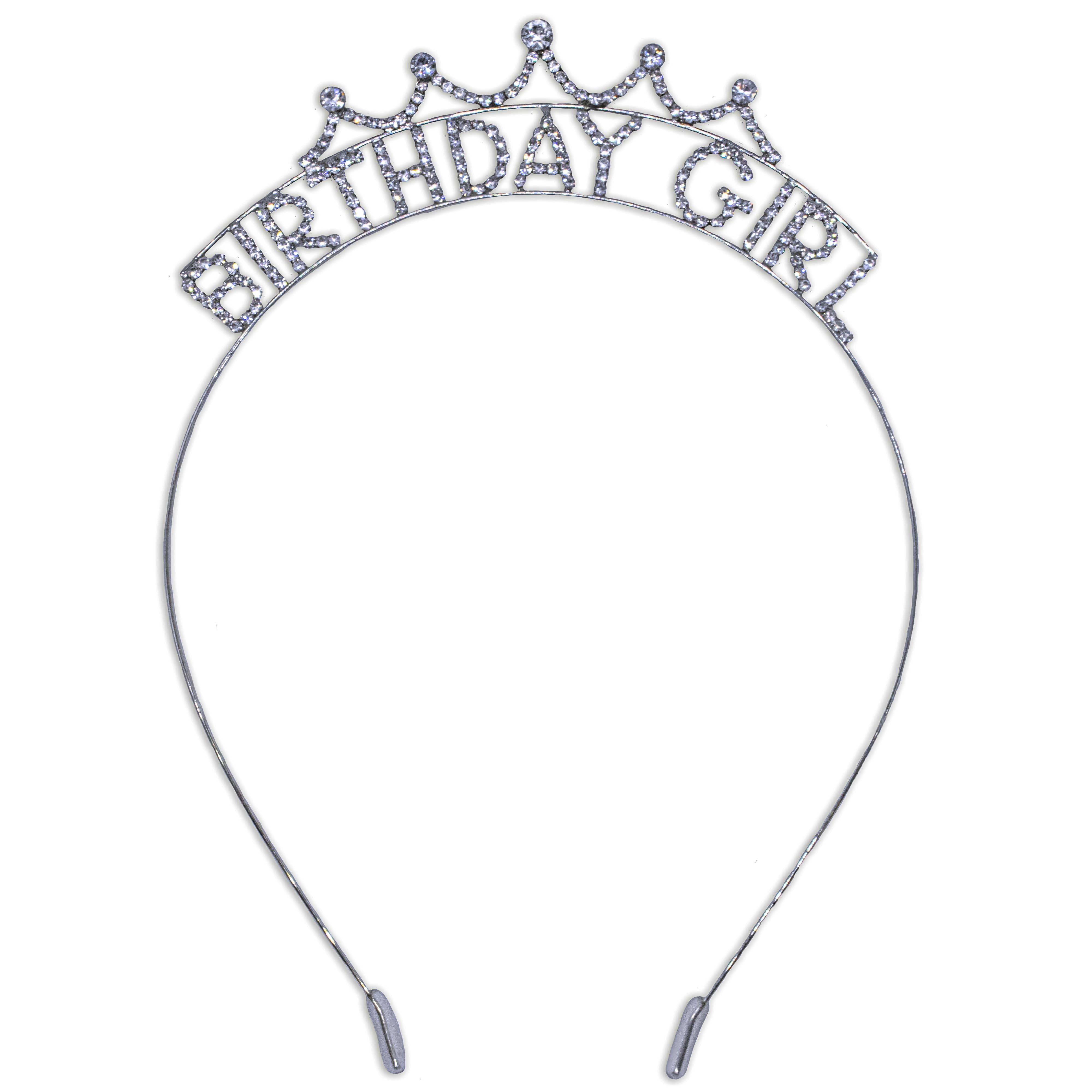 Rhinestone Birthday Girl Tiara Crown Headband - Gold or Silver