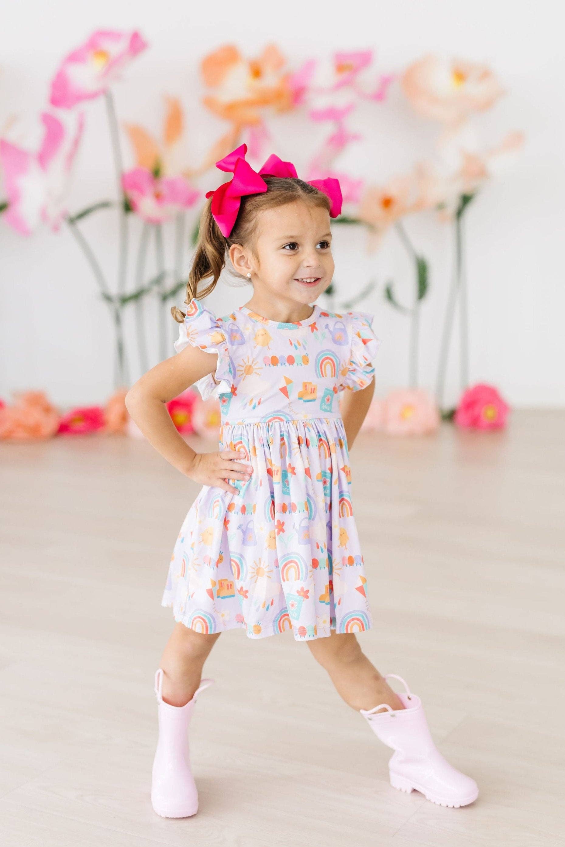 Mila & Rose - Rainy Day Flutter Sleeve Twirl Dress