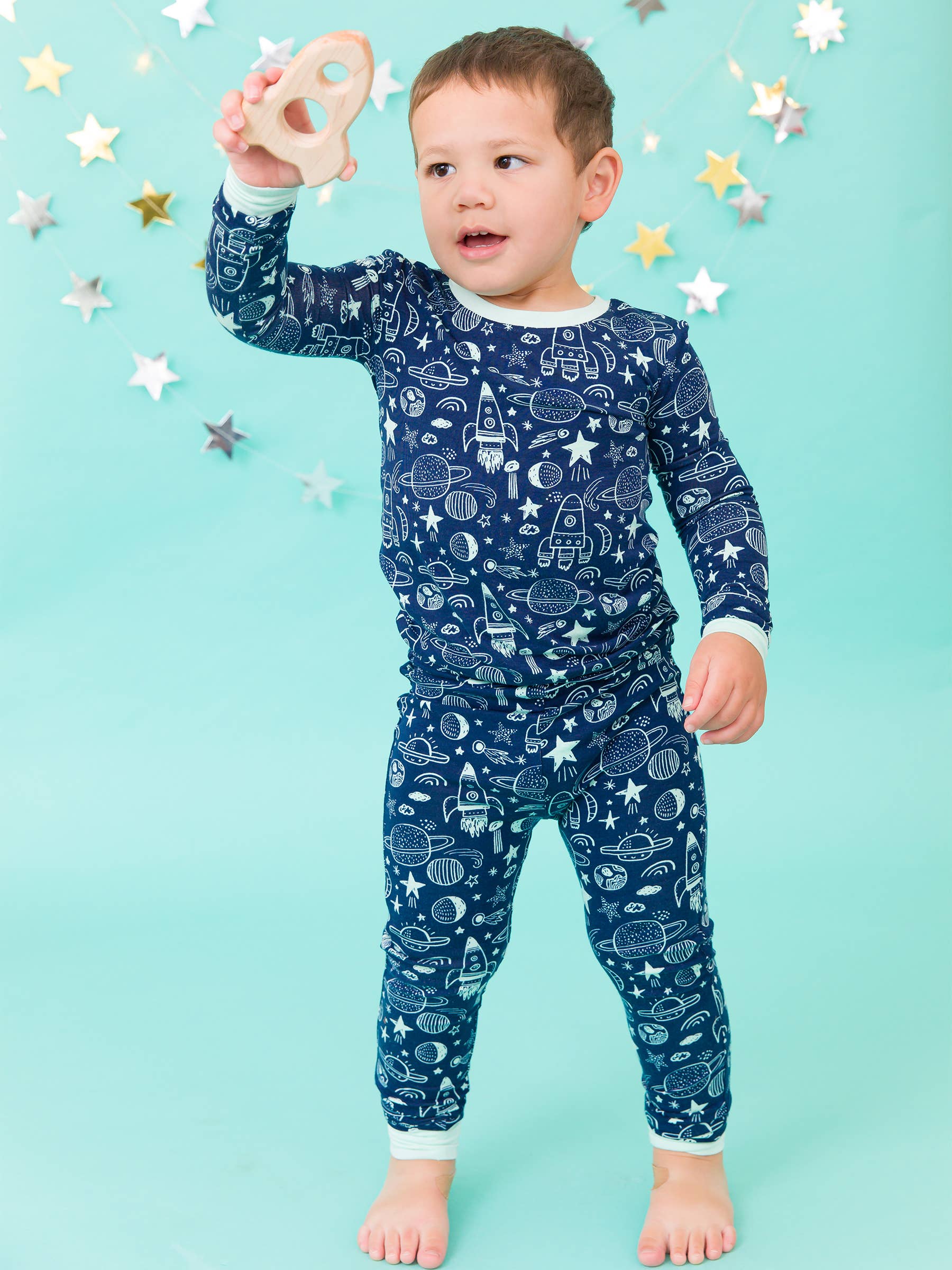 RuggedButts Bamboo Long Sleeve Pajama Set - Blast Off