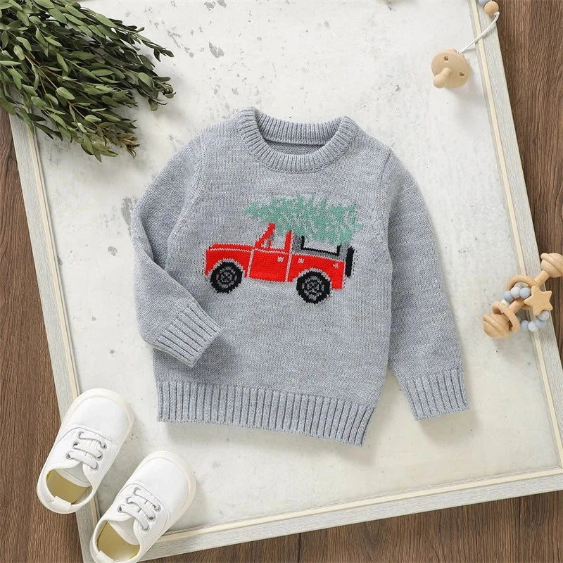 Christmas Tree Truck Knit Sweater