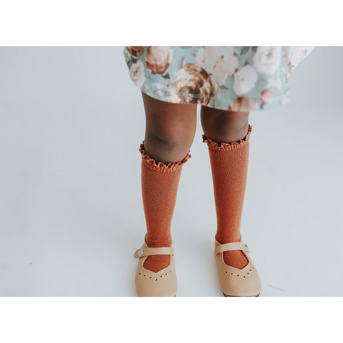 Little Stocking Co. Lace Top Knee Highs - Sugar Almond (Final Sale)