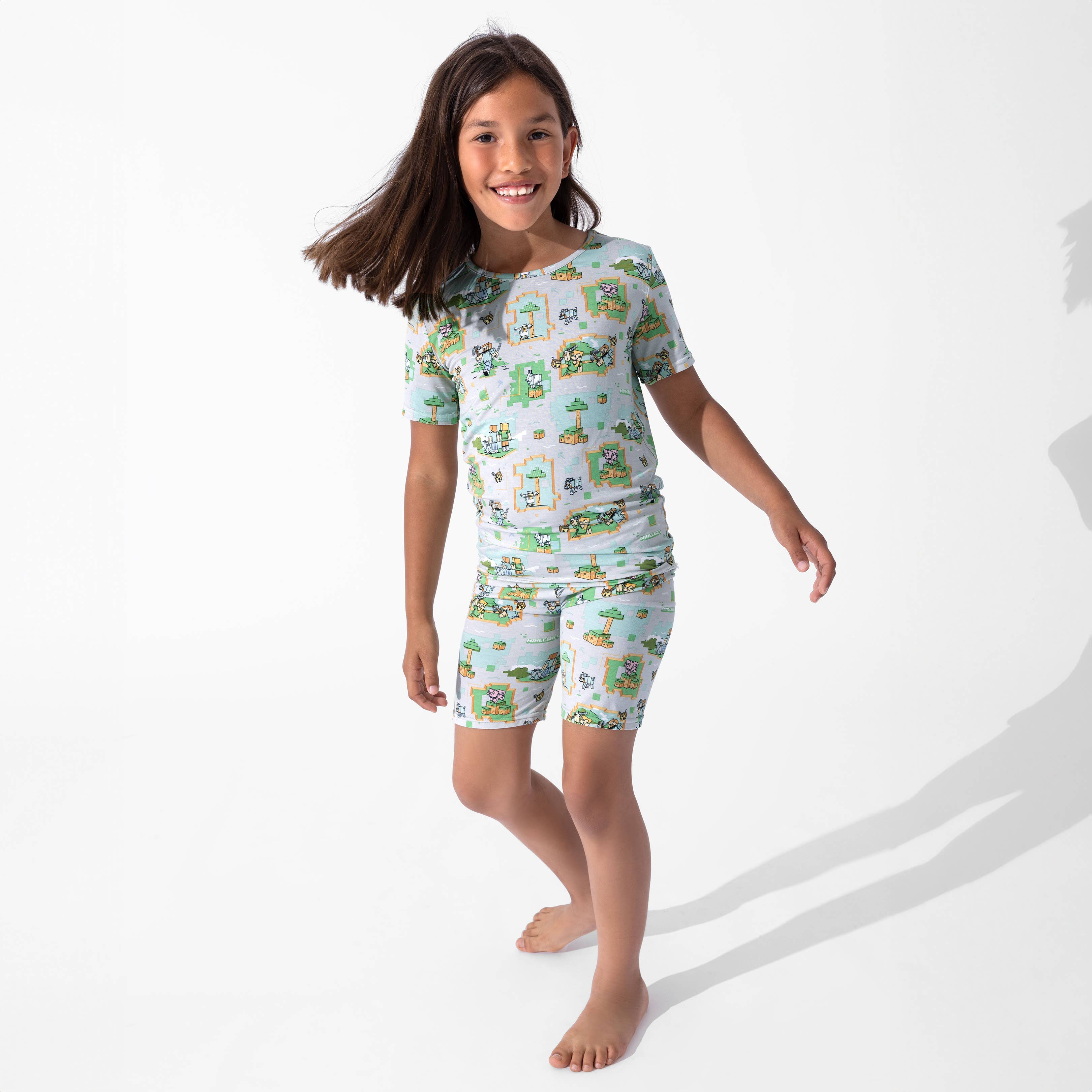 Bellabu Bear - Minecraft Overworld Dreams Bamboo Kids Pajama Short Set