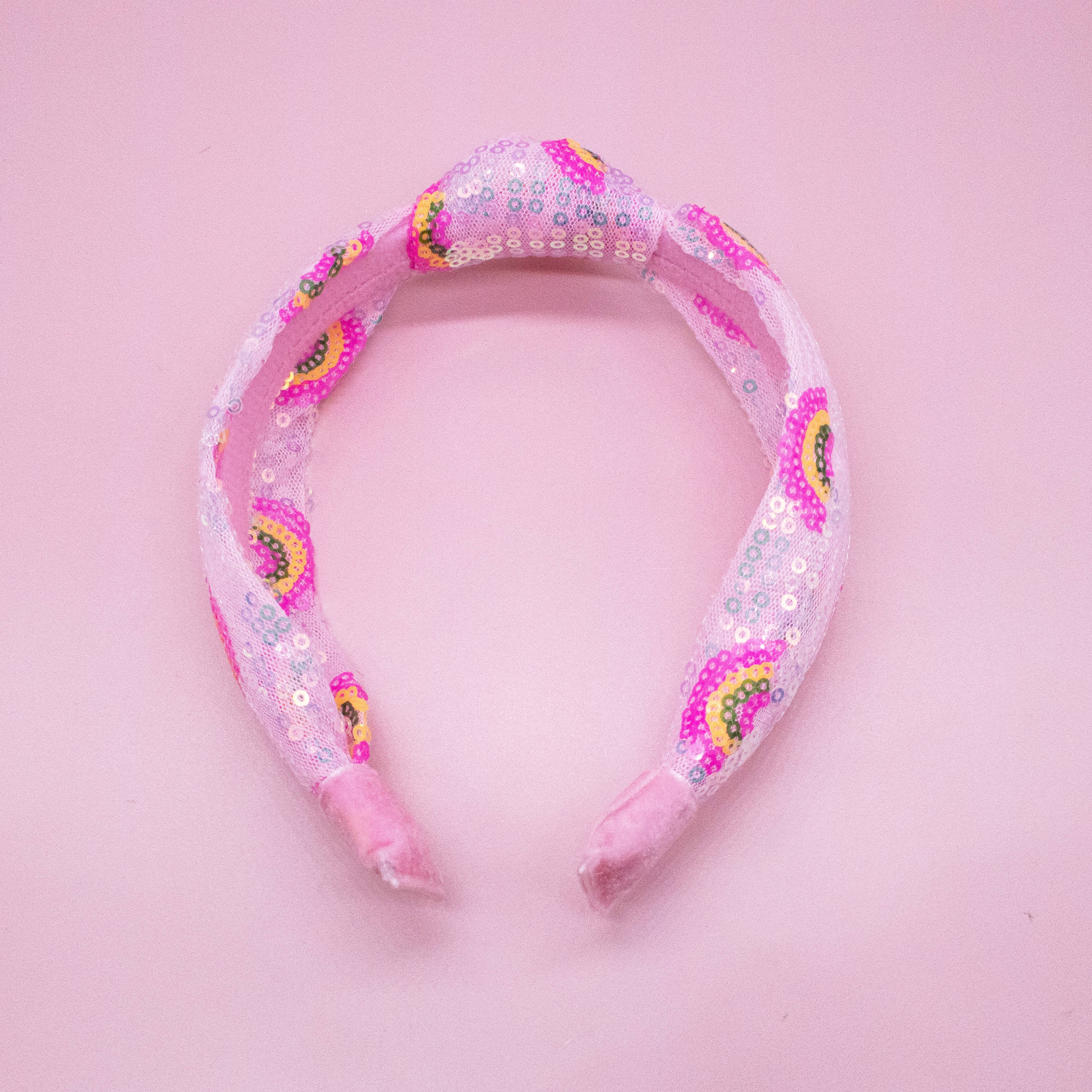 Rainbow Sequin Knot Headband