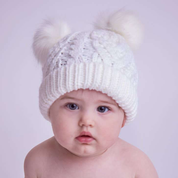Huggalugs Fluffer Beanie Hat - White