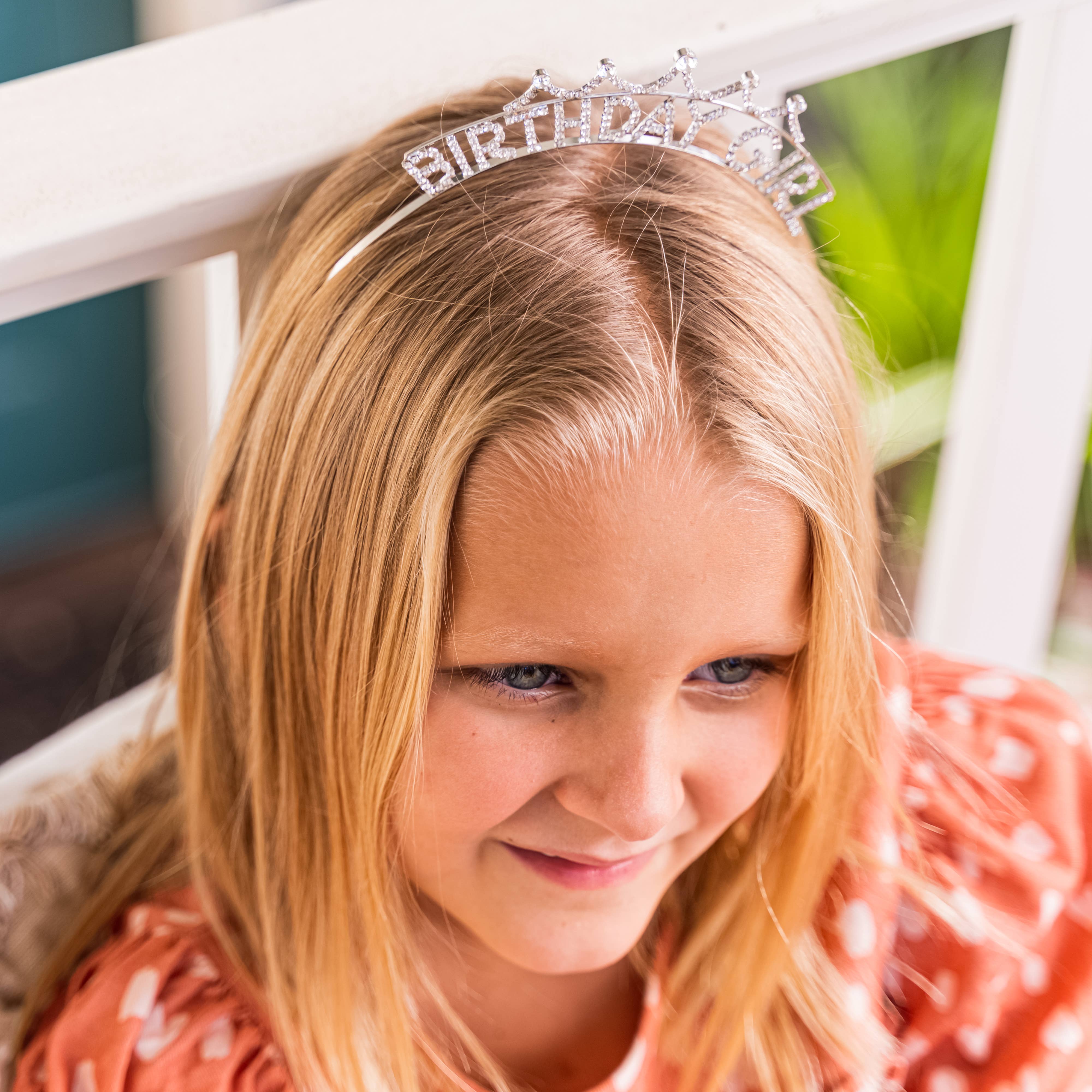 Rhinestone Birthday Girl Tiara Crown Headband - Gold or Silver