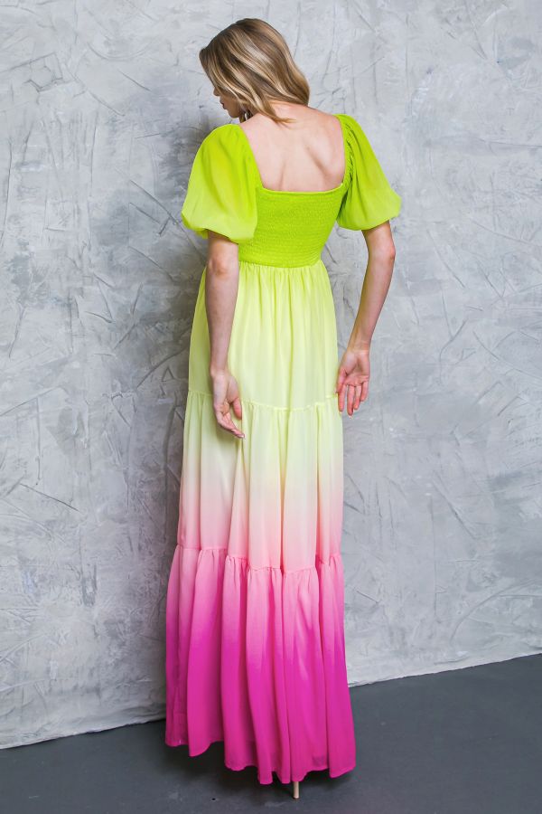 Lime Pink Printed Woven Maxi Dress (Final Sale)