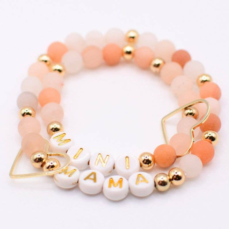 Two and Crew - Mama & Mini Cream/Orange Bracelet Set