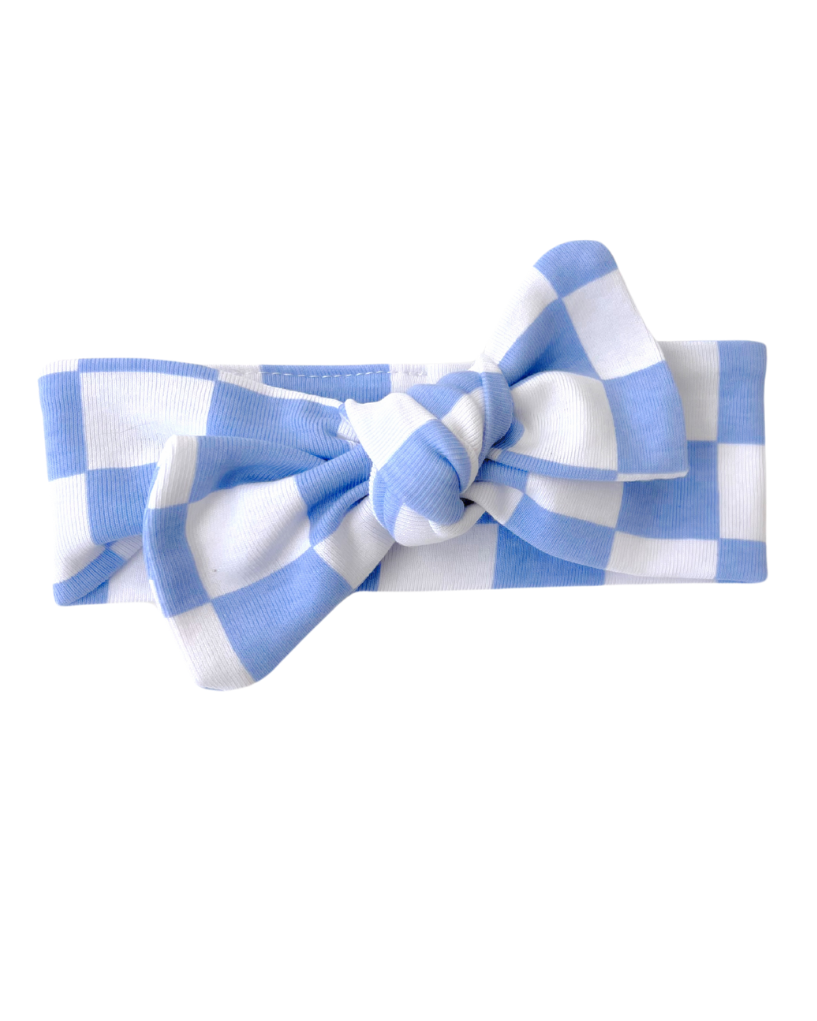 Lucky Panda Kids Checkered Headband - Blue
