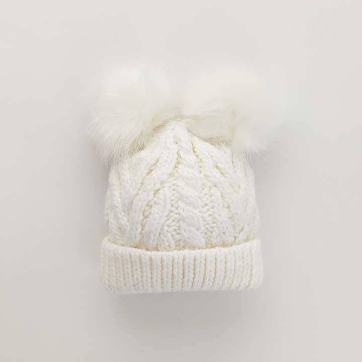 Huggalugs Fluffer Beanie Hat - White