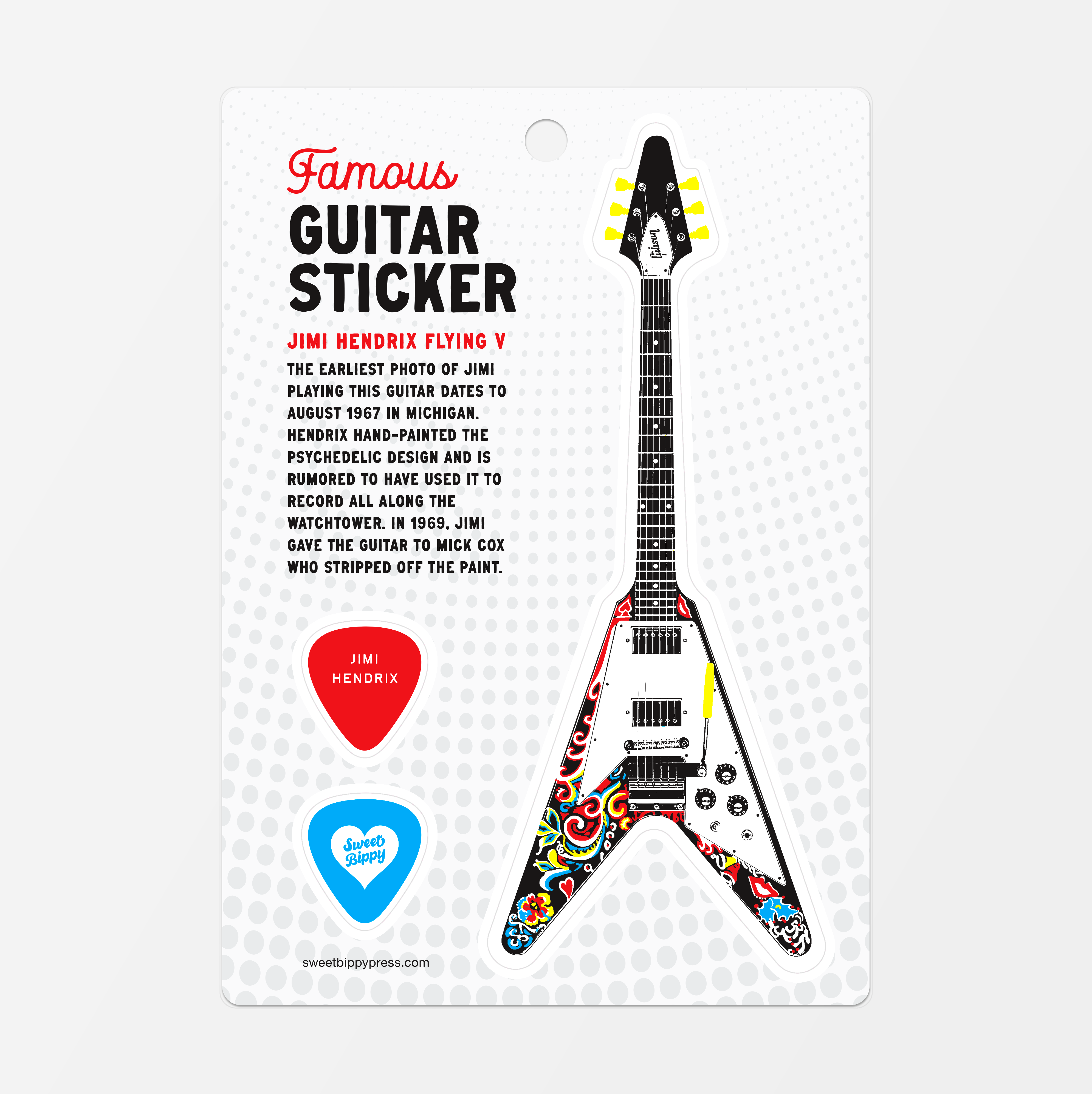 Sweet Bippy Press - Guitar Sticker Sheet - Hendrix