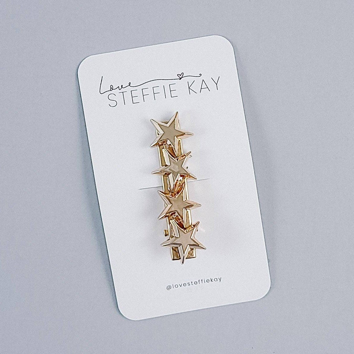 Love, Steffie Kay - Alligator Hair Clip | Gold Stars