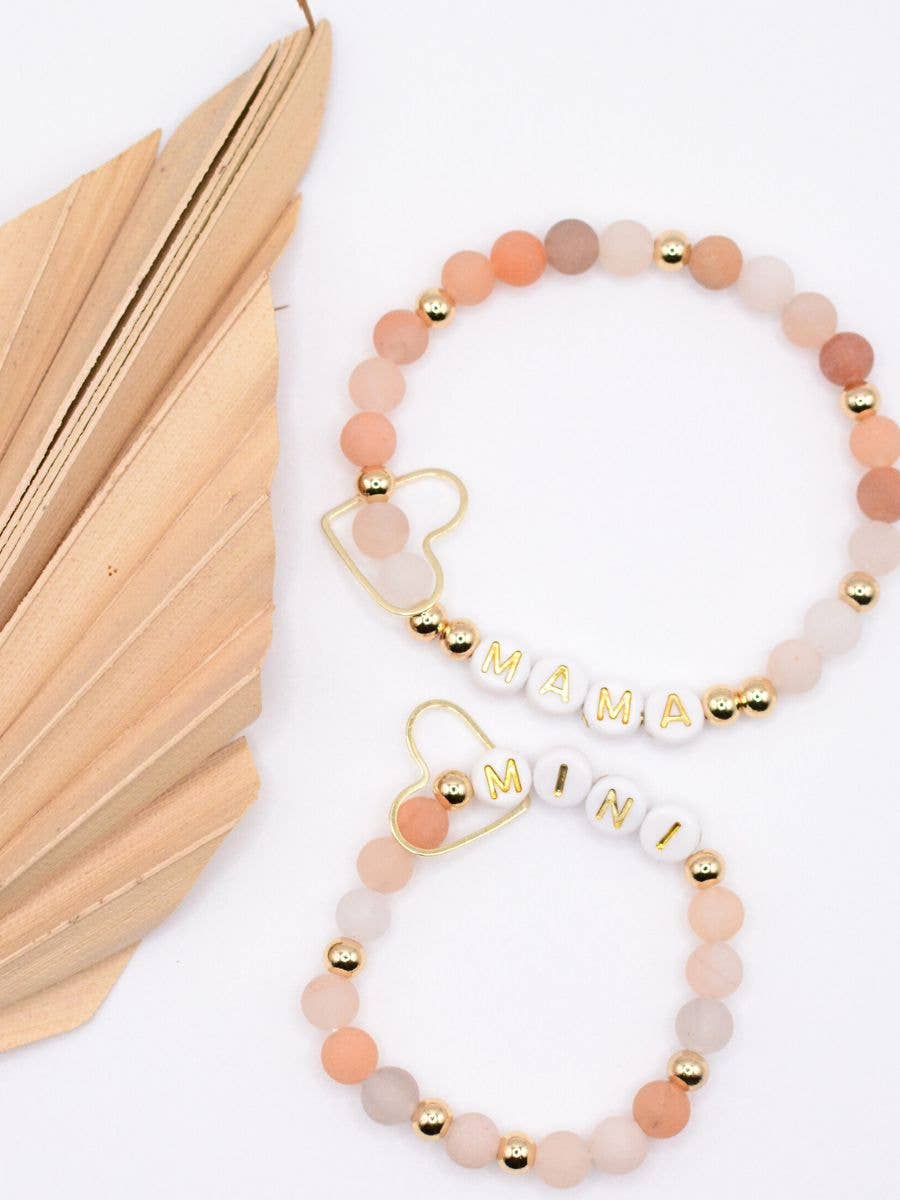 Two and Crew - Mama & Mini Cream/Orange Bracelet Set