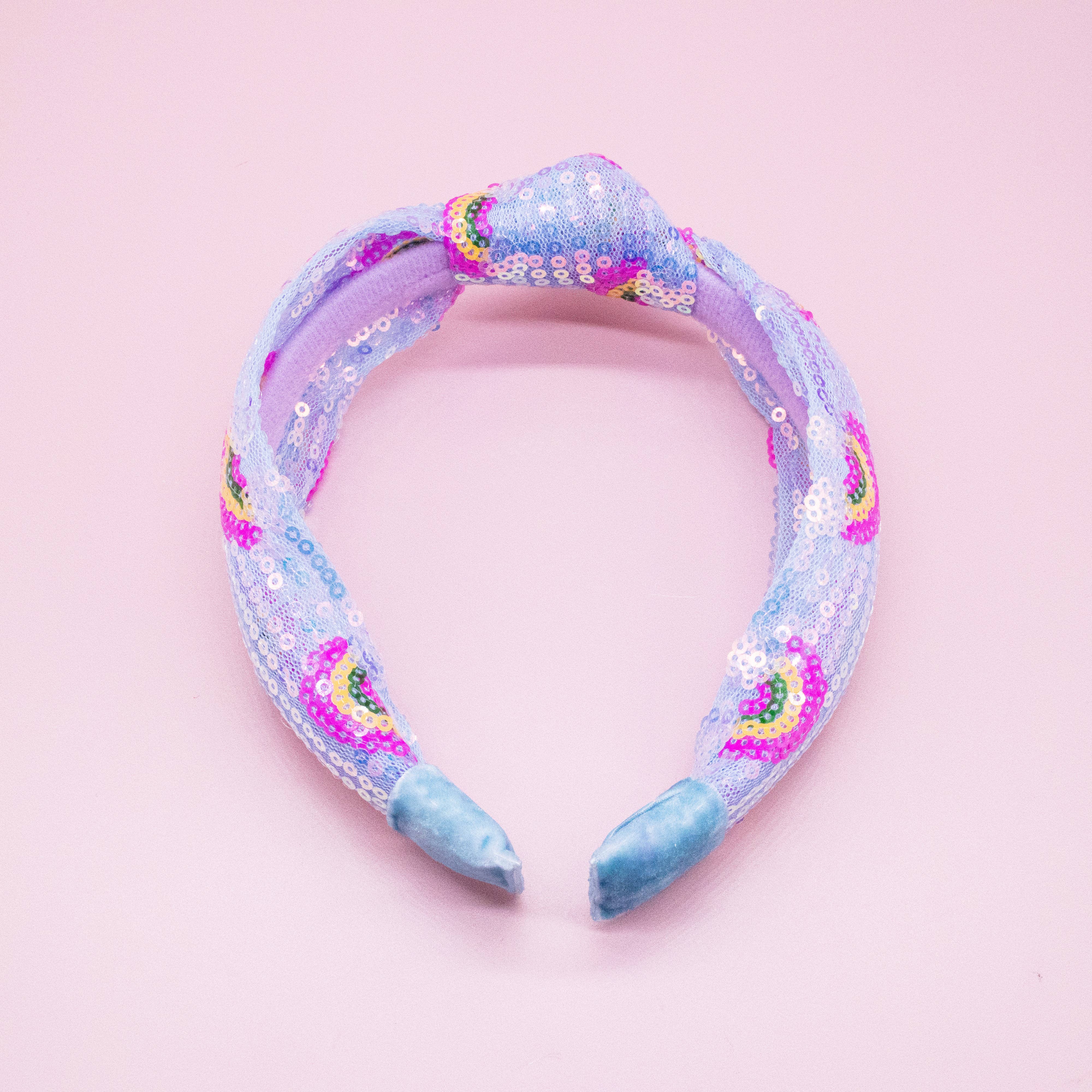 Rainbow Sequin Knot Headband