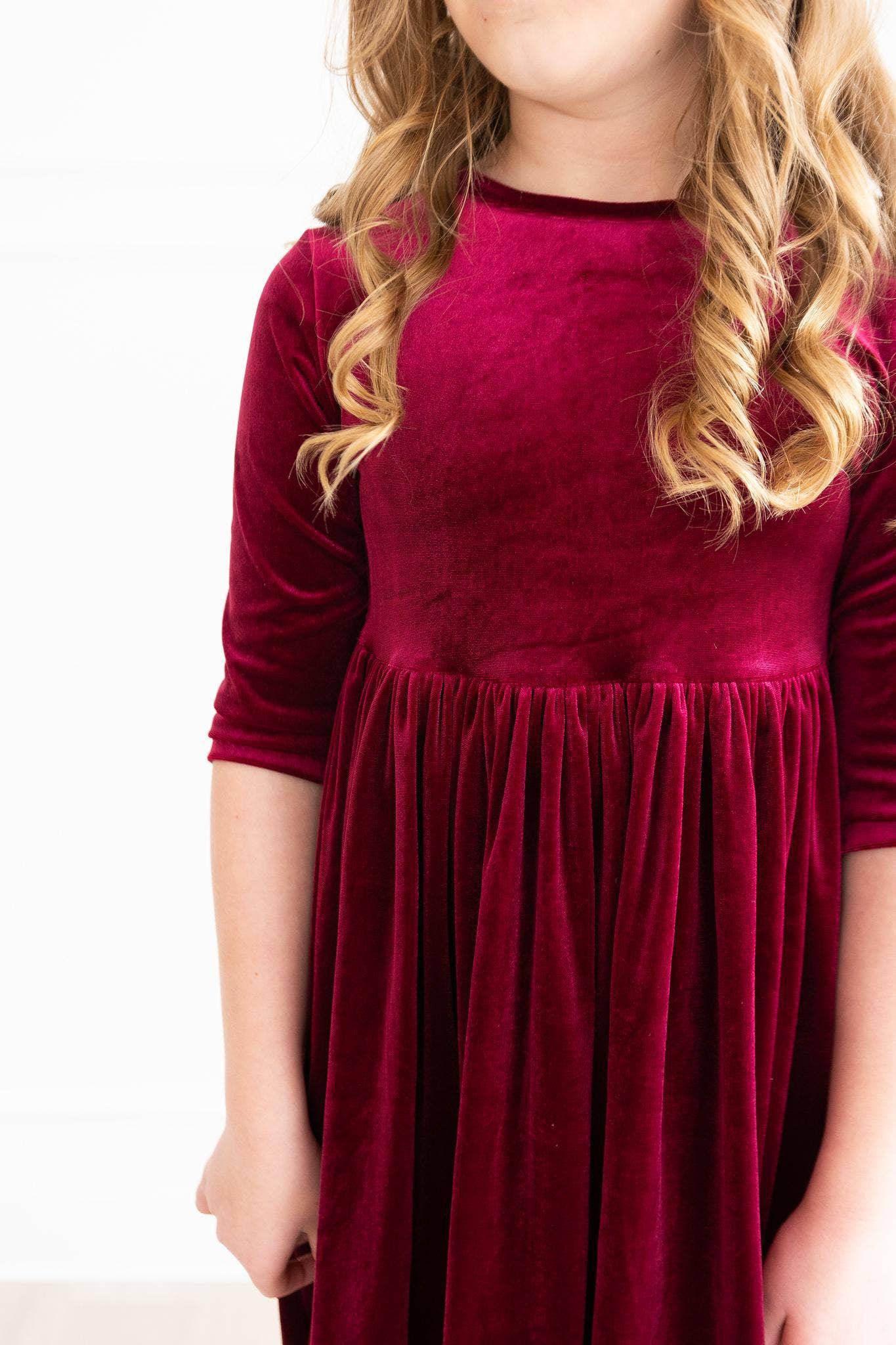 Mila & Rose Velvet Twirl Dress - Cranberry