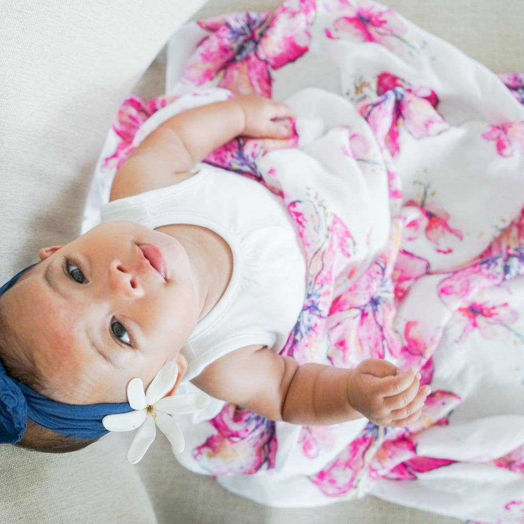 Coco Moon - Hibiscus Kiss Muslin Baby Swaddle Blanket