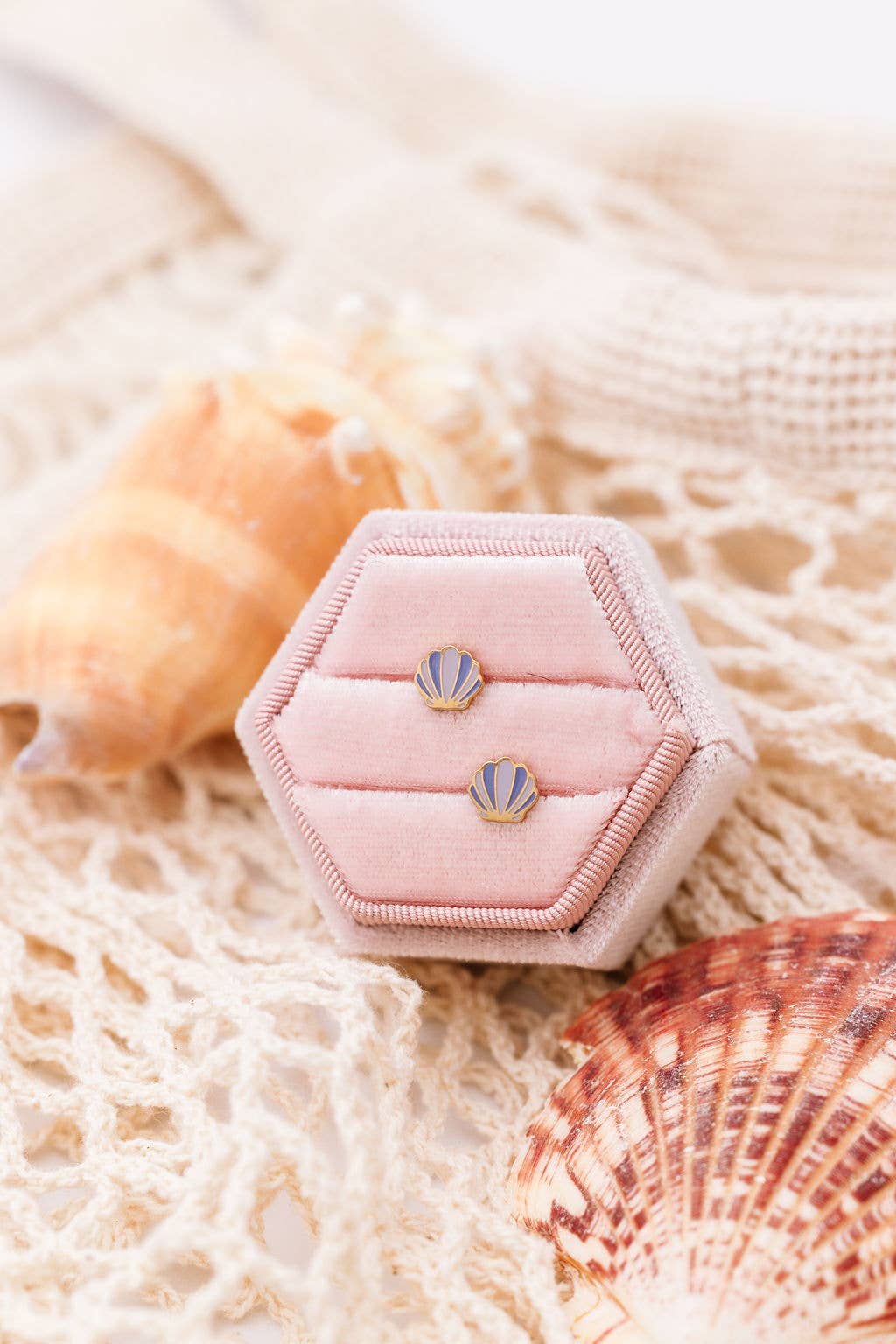 Desert Peach - Mermaid Seashell Stud Earrings
