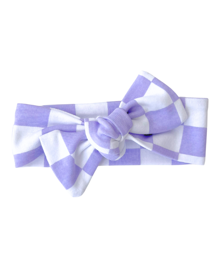 Lucky Panda Kids Checkered Headband - Lavender
