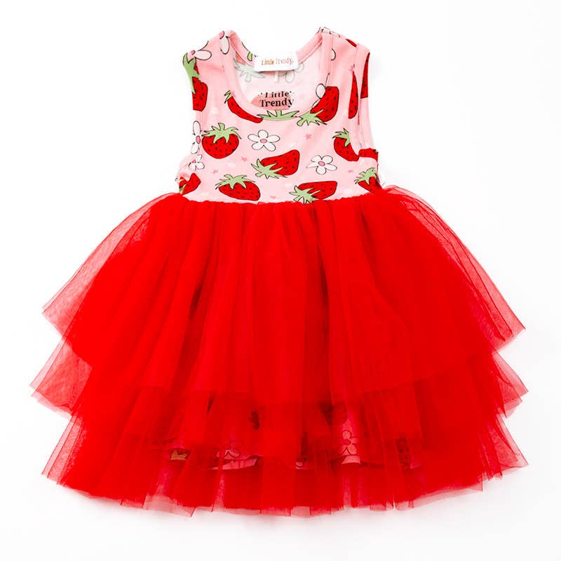 Little Trendy - Bamboo Tulle Dress - Strawberries