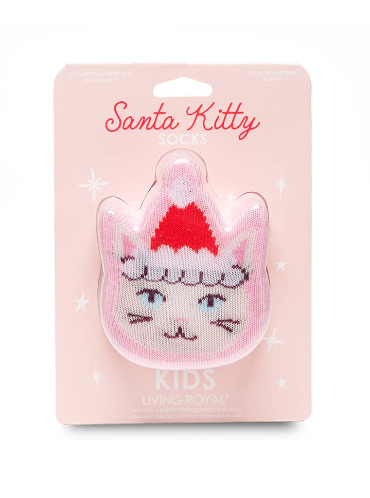 Living Royal 3D Packaged Crew Socks - Santa Kitty