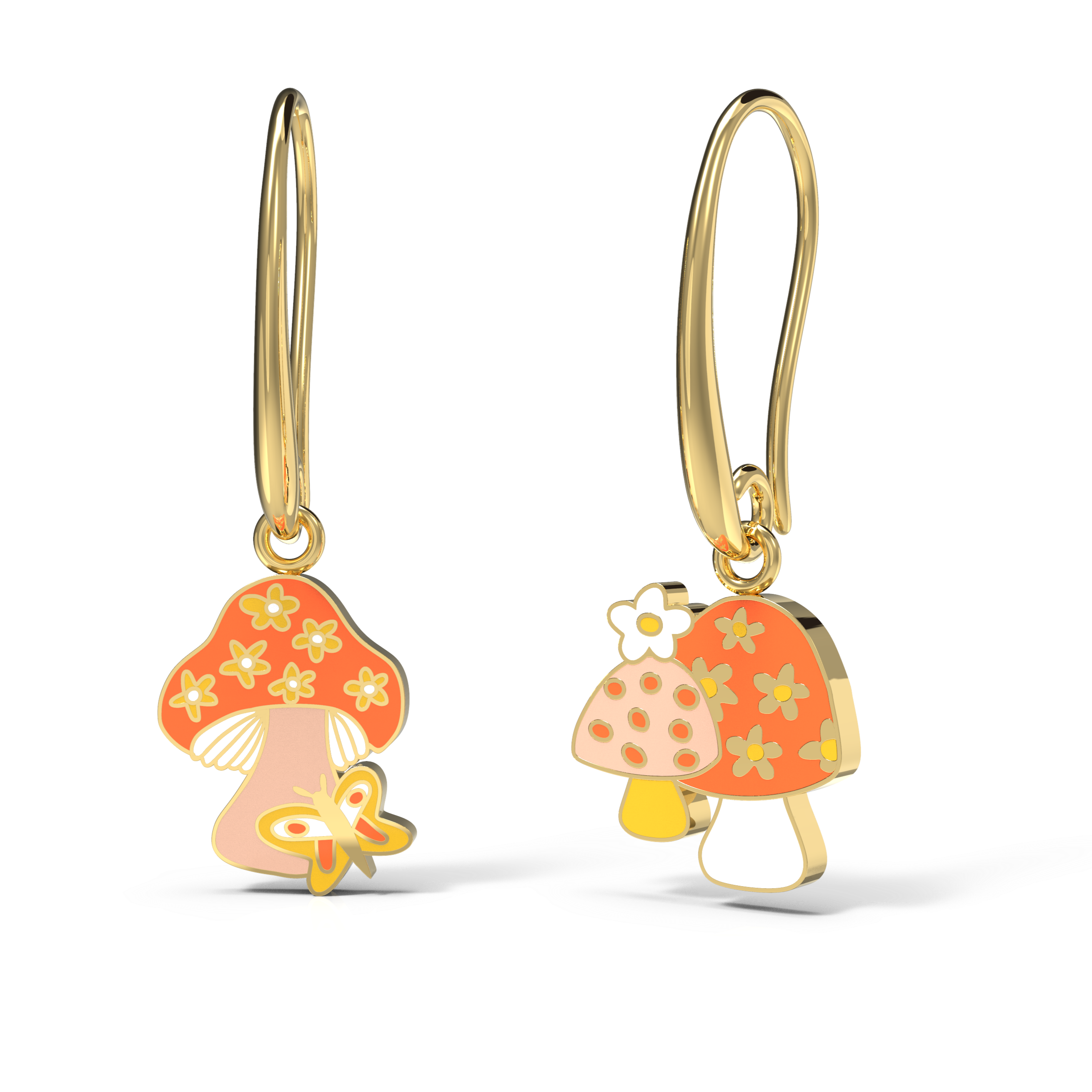 Yellow Owl Workshop - Mushroom Butterfly Earrings - 18k Gold