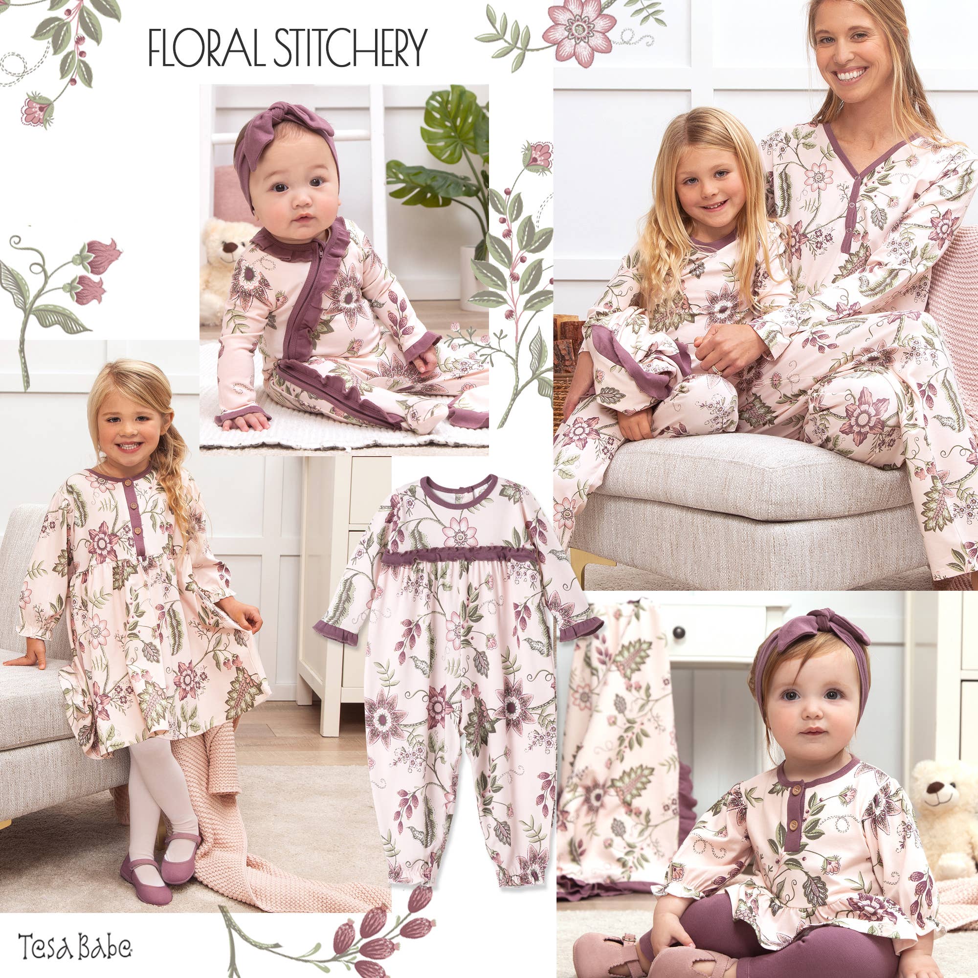 Tesa Babe - Floral Stitchery Bamboo Pajama Set