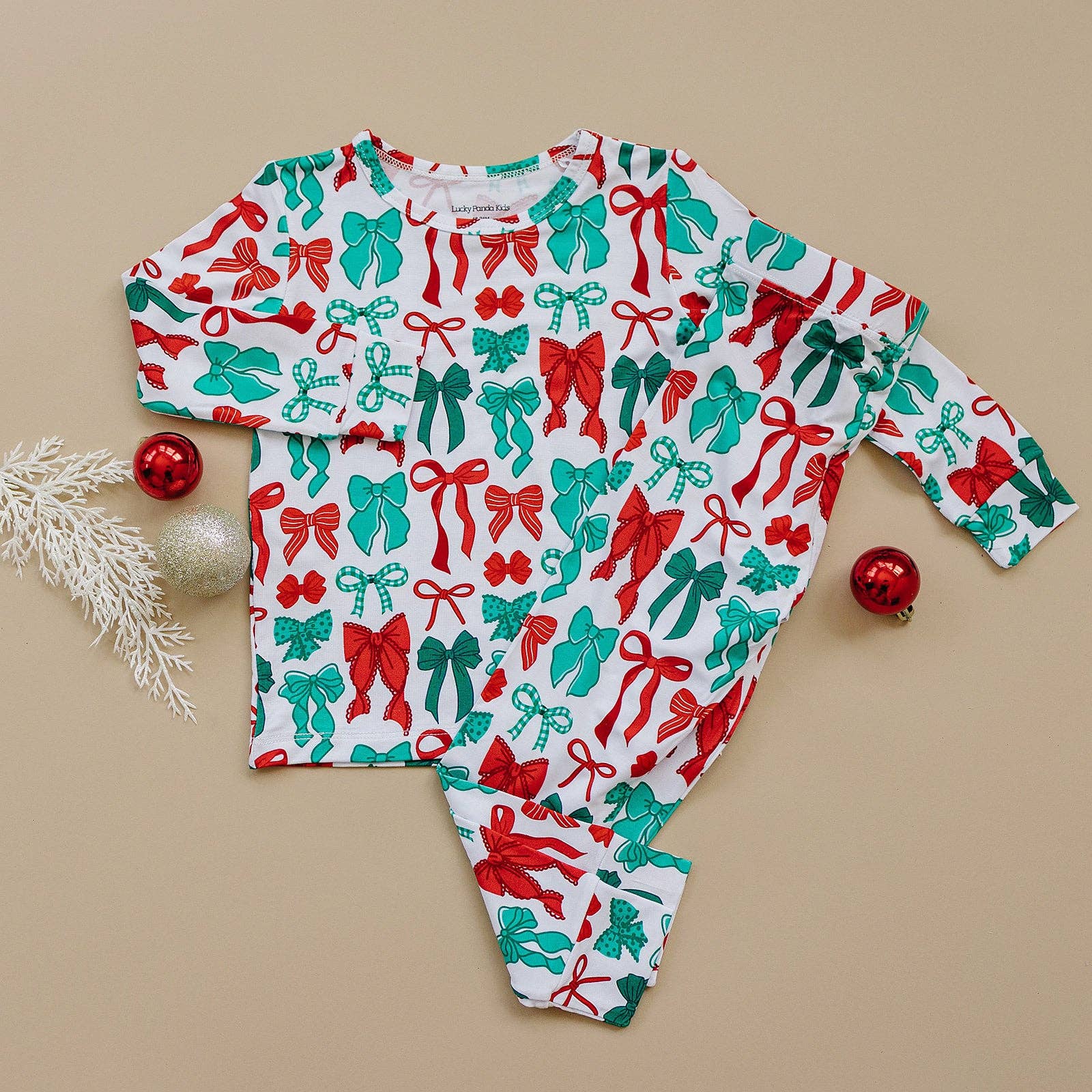 Lucky Panda Kids Bamboo PJs - Merry Bows