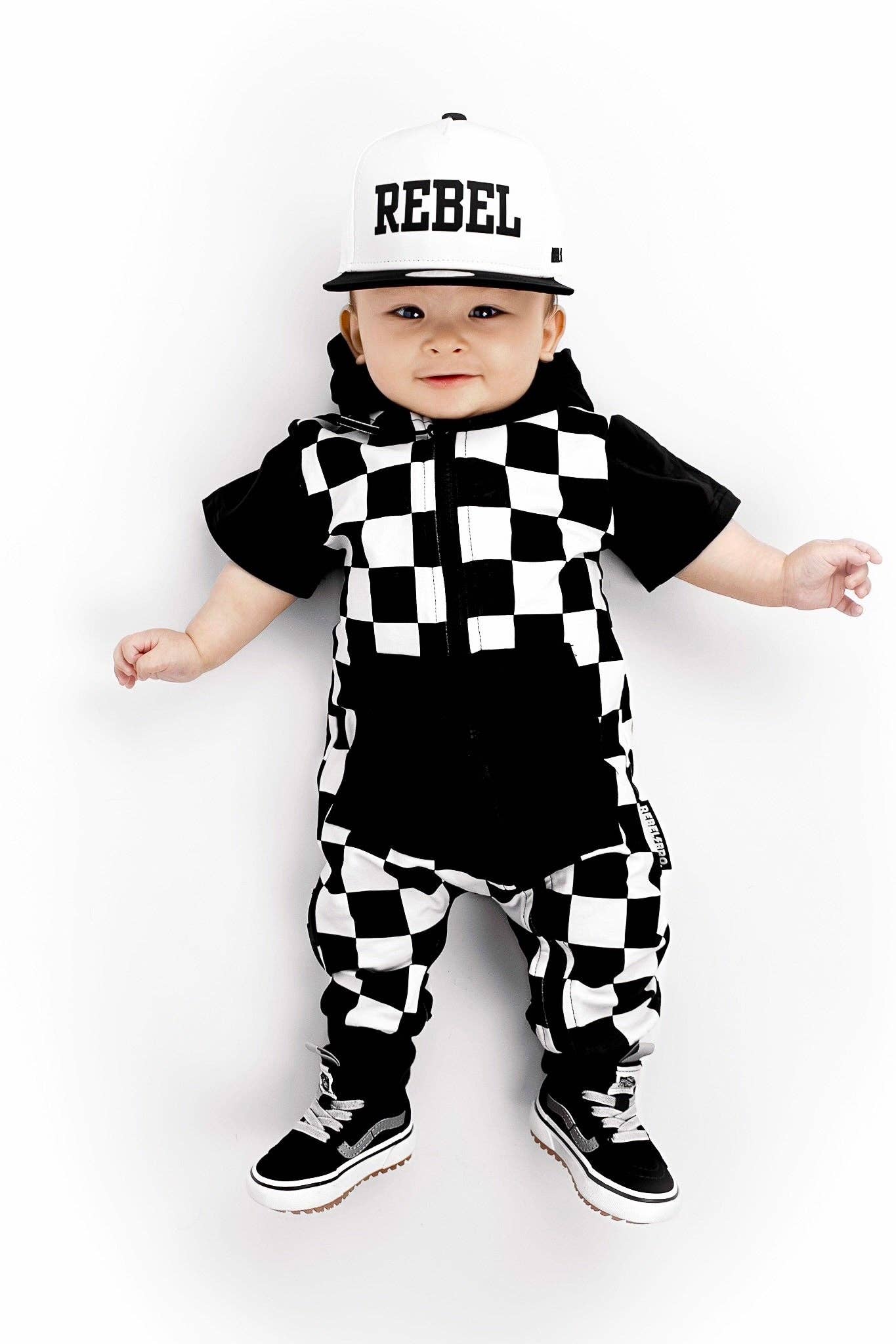 Rebel Bro Hooded Rebel Short Sleeve Romper - Venice