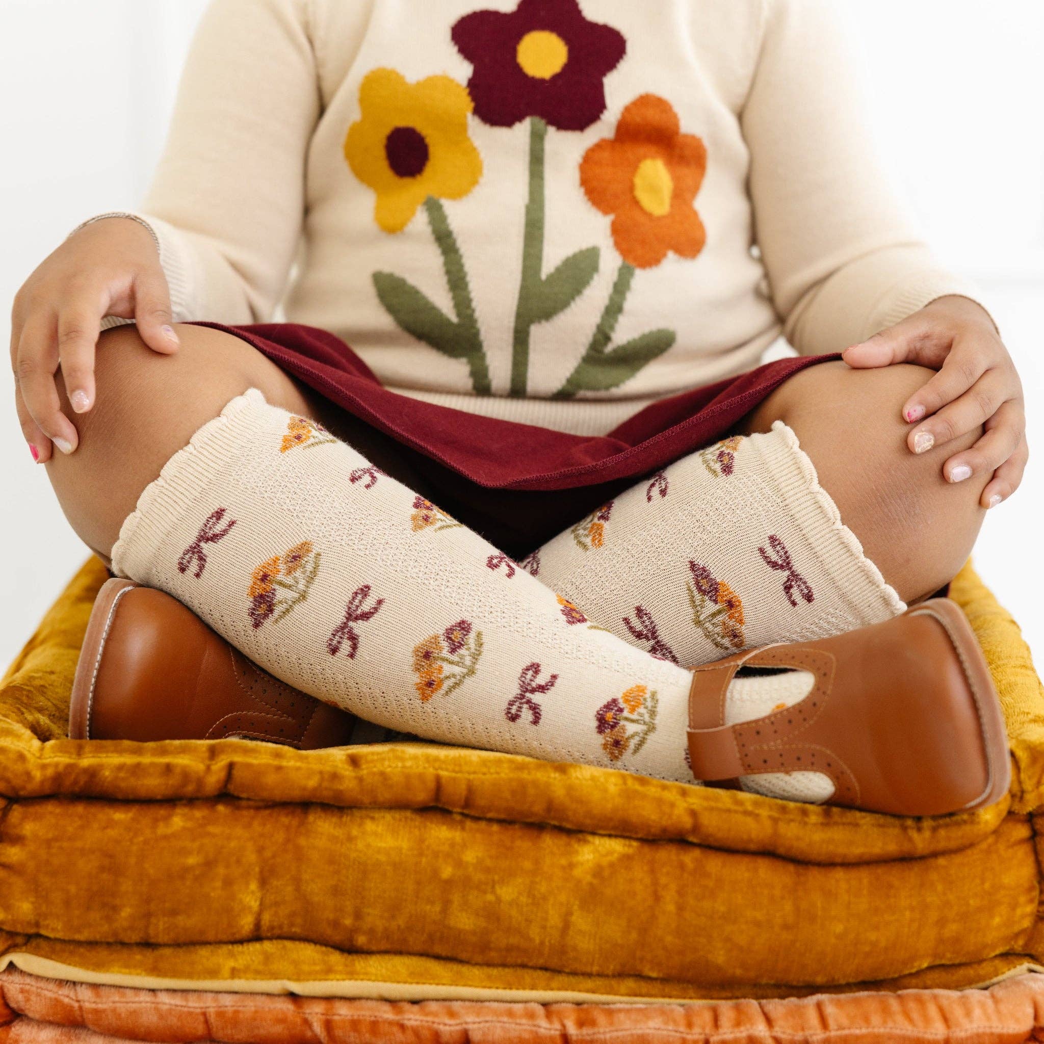 Little Stocking Co. Knee High Socks - Vanilla Floral