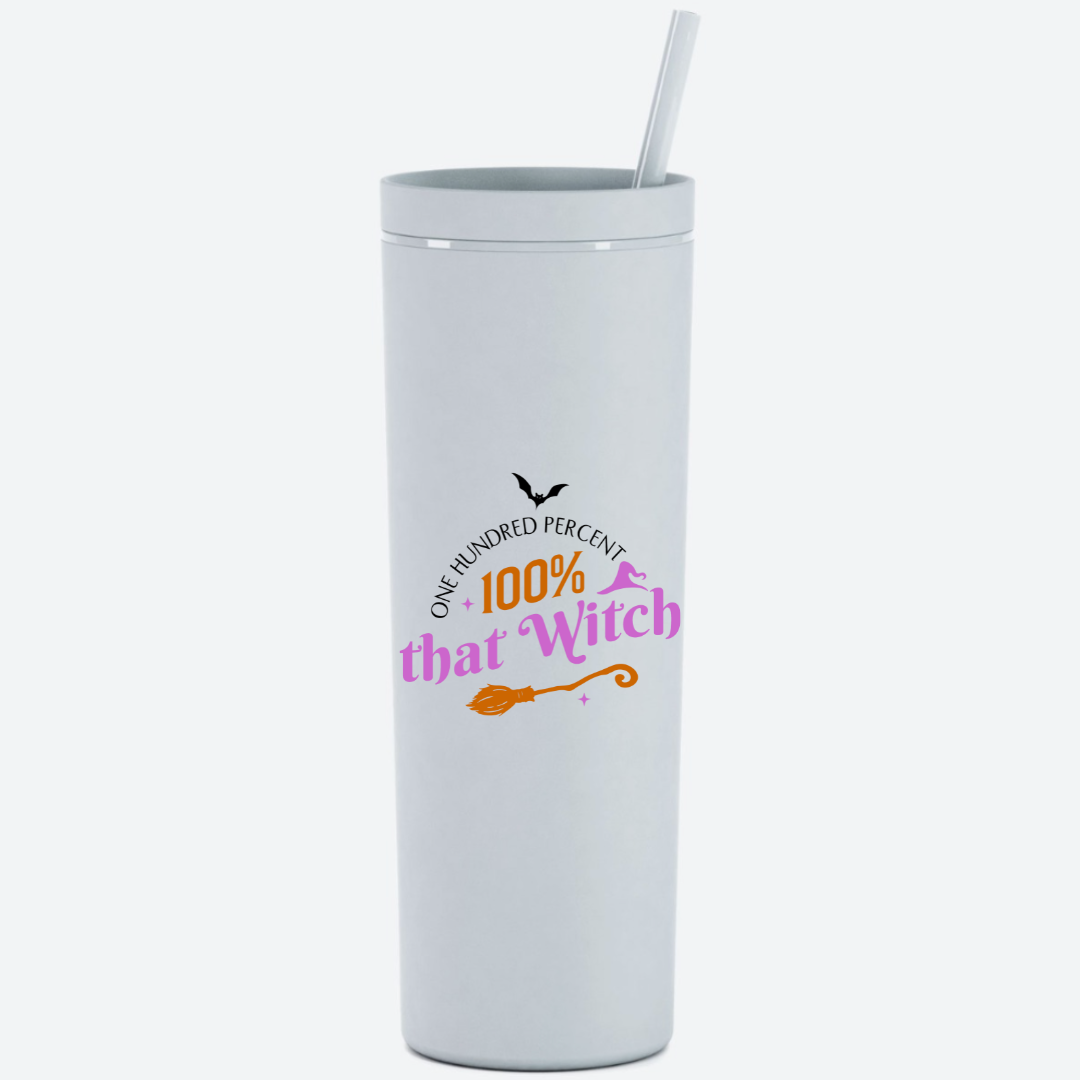 Village Child 18 oz. Skinny Tumbler - 100% That Witch - Silver