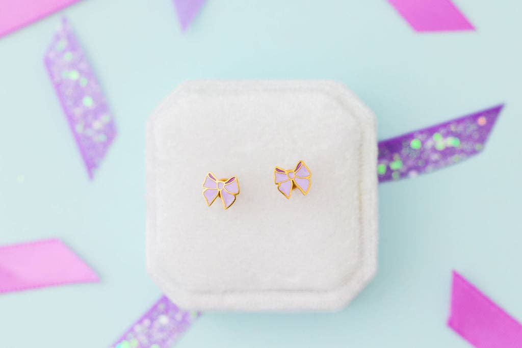 Desert Peach - Lavender Bow Stud Earrings