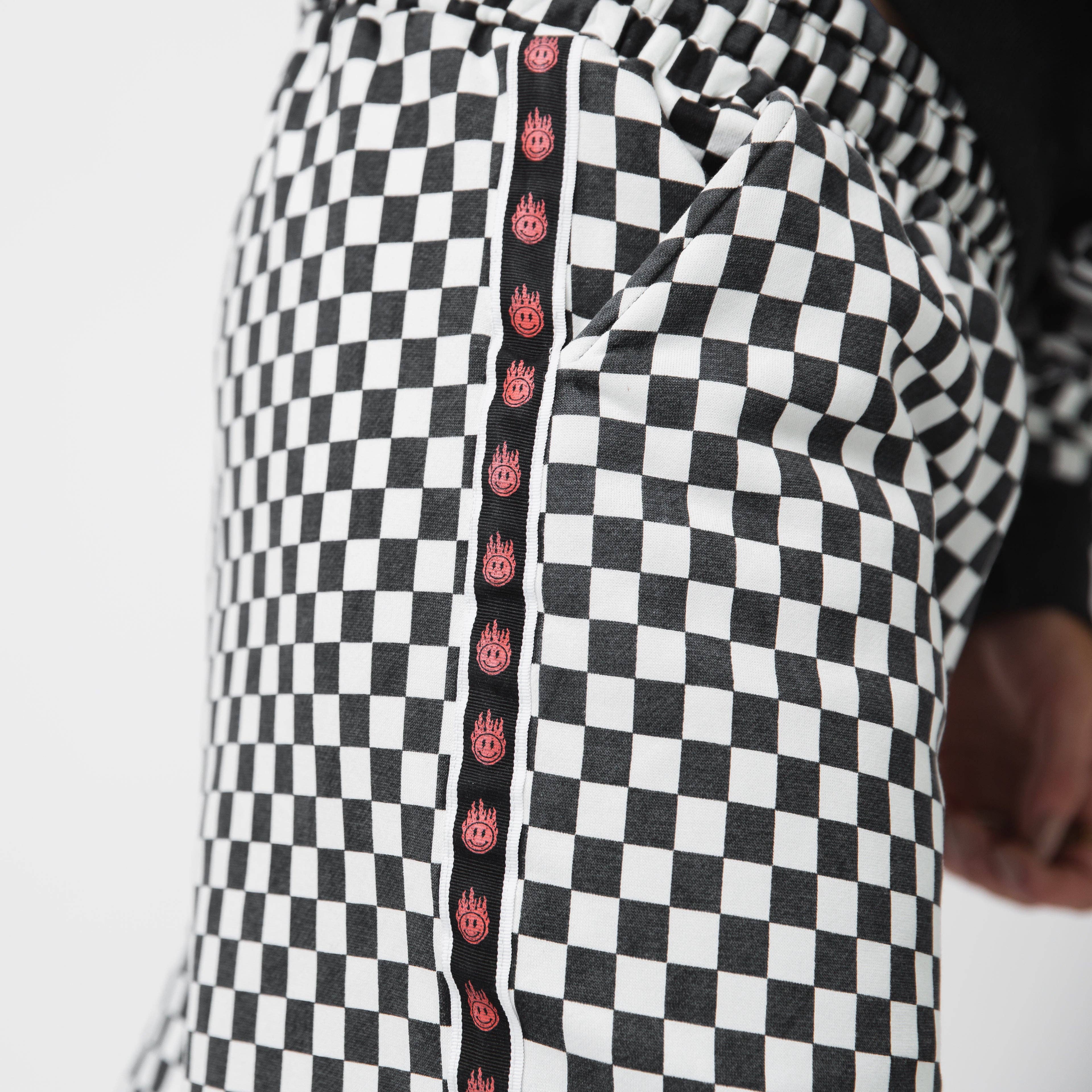 RAGS - Adult Unisex Joggers - Black & White Mini Check