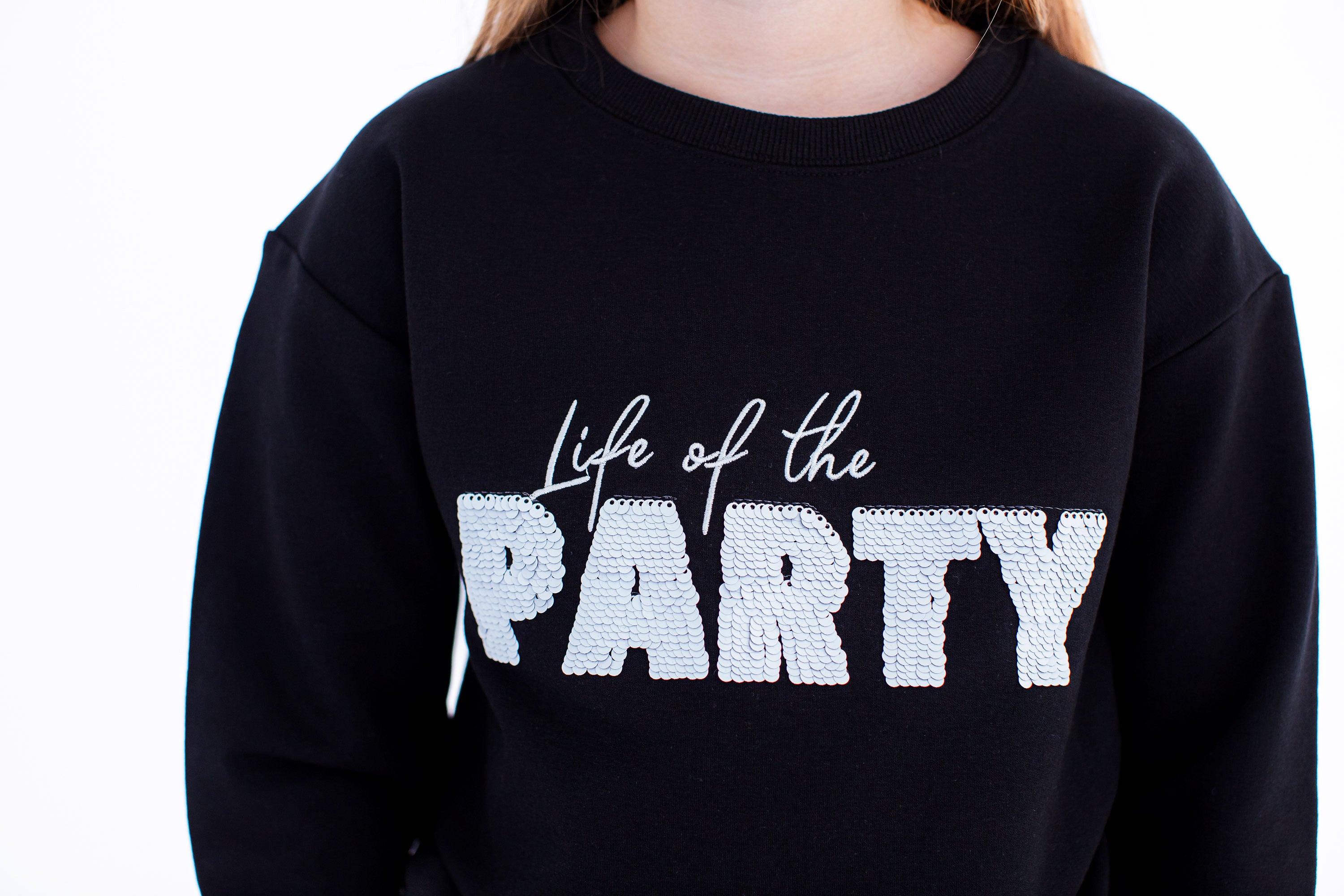 Birdie Bean Embroidered Sequin Crewneck Sweatshirt - Life of the Party (Final Sale)
