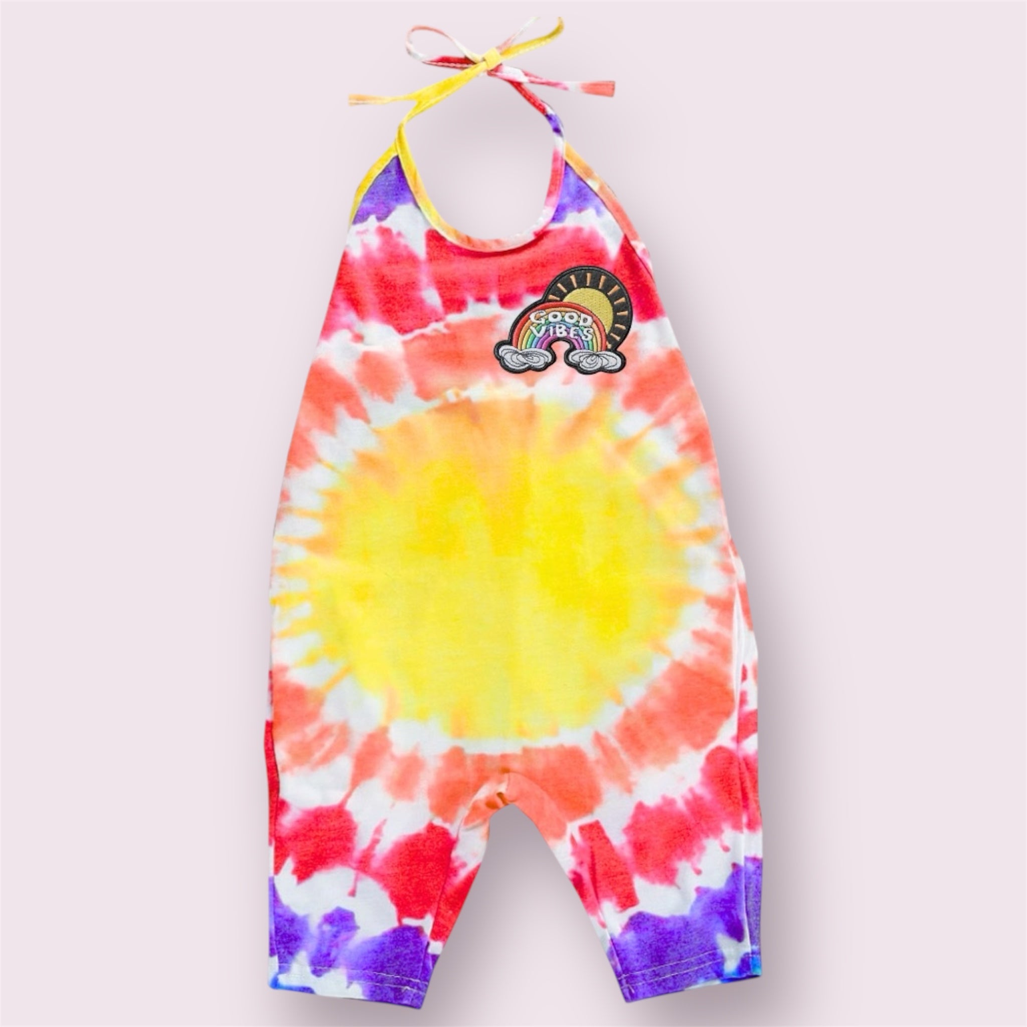 Village Child x Lucky Sardine Collab - Tie Dye Romper: Good Vibes