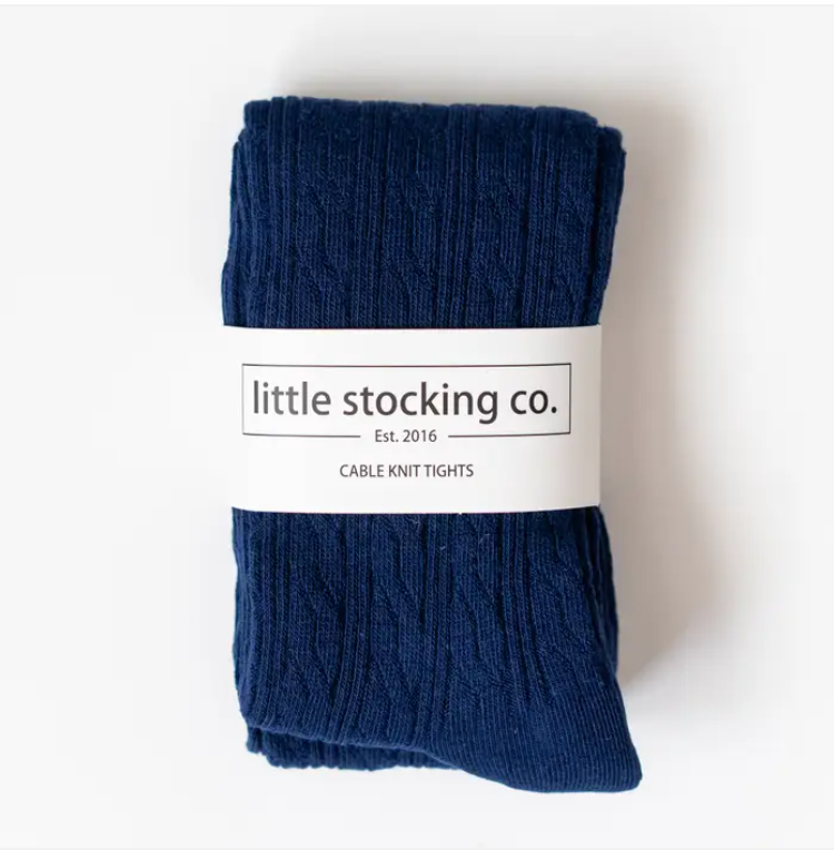 Little Stocking Co. Cable Knit Tights - Navy Blue (Final Sale)