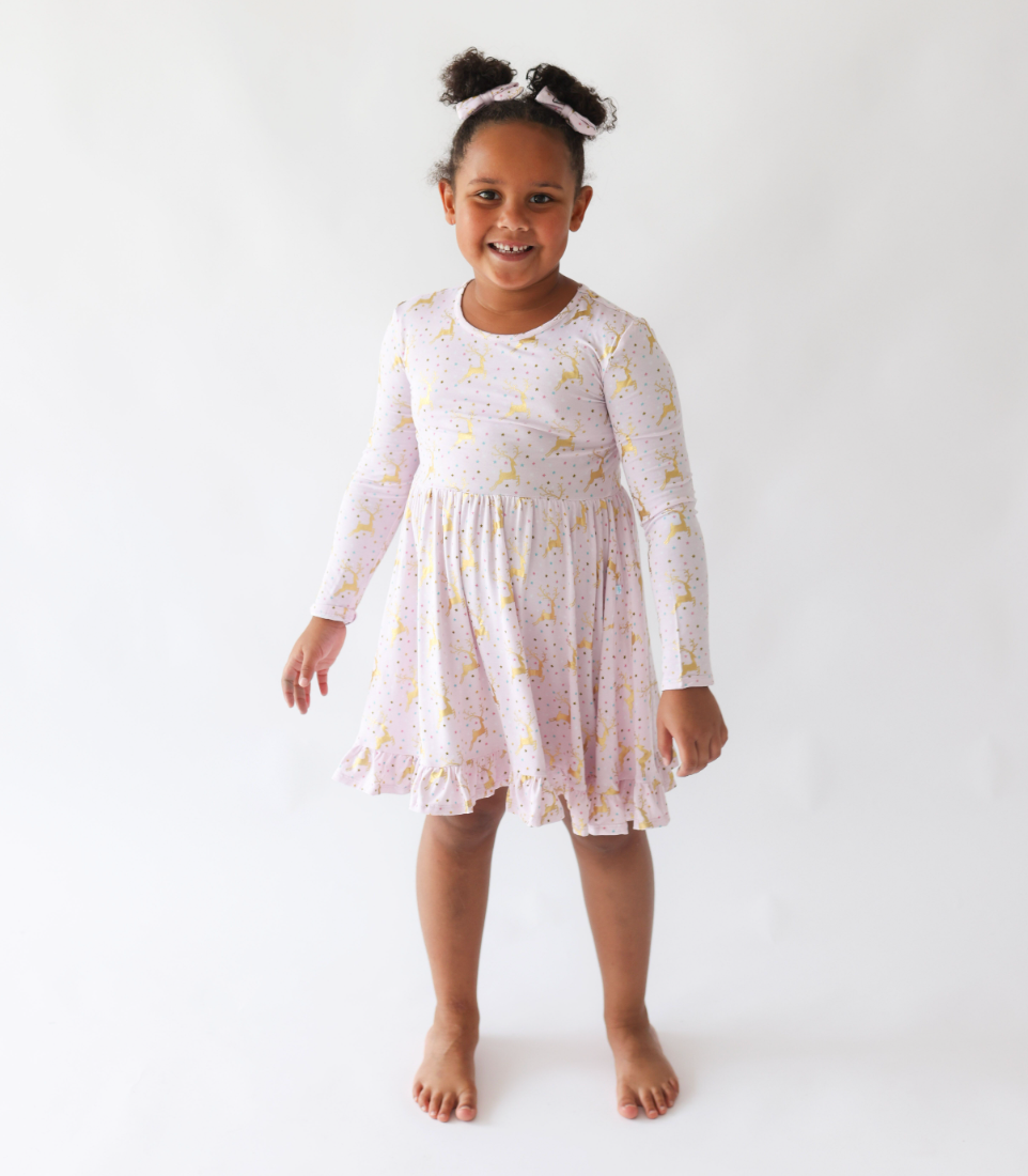 Posh Peanut Long Sleeve Ruffled Twirl Dress - Ryleigh