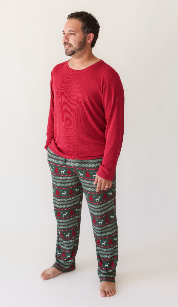 Posh Peanut Men's Long Sleeve Pajama - Holiday Fair Isle