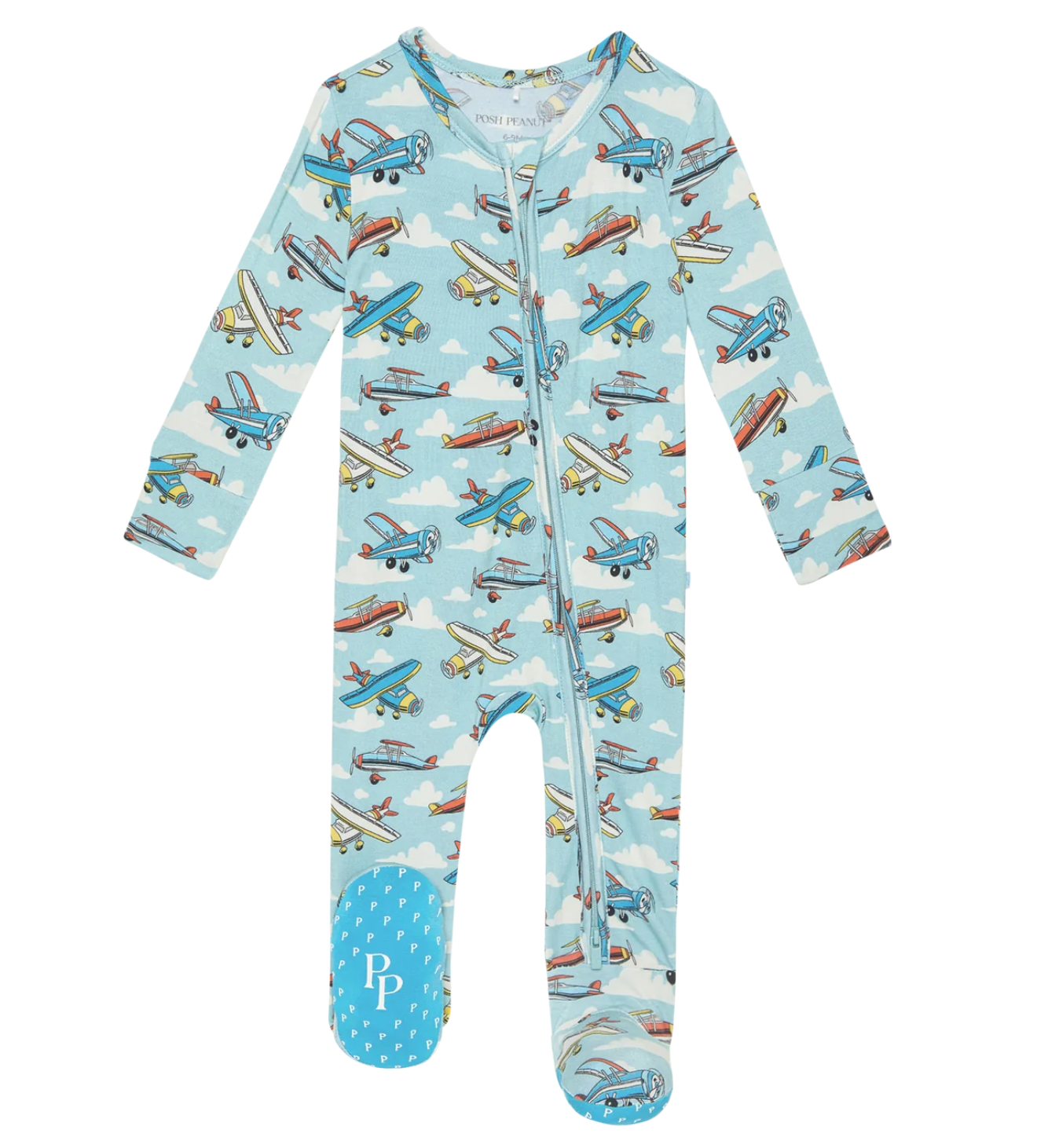 Posh Peanut Zippered Footie - Posh Planes (Final Sale)