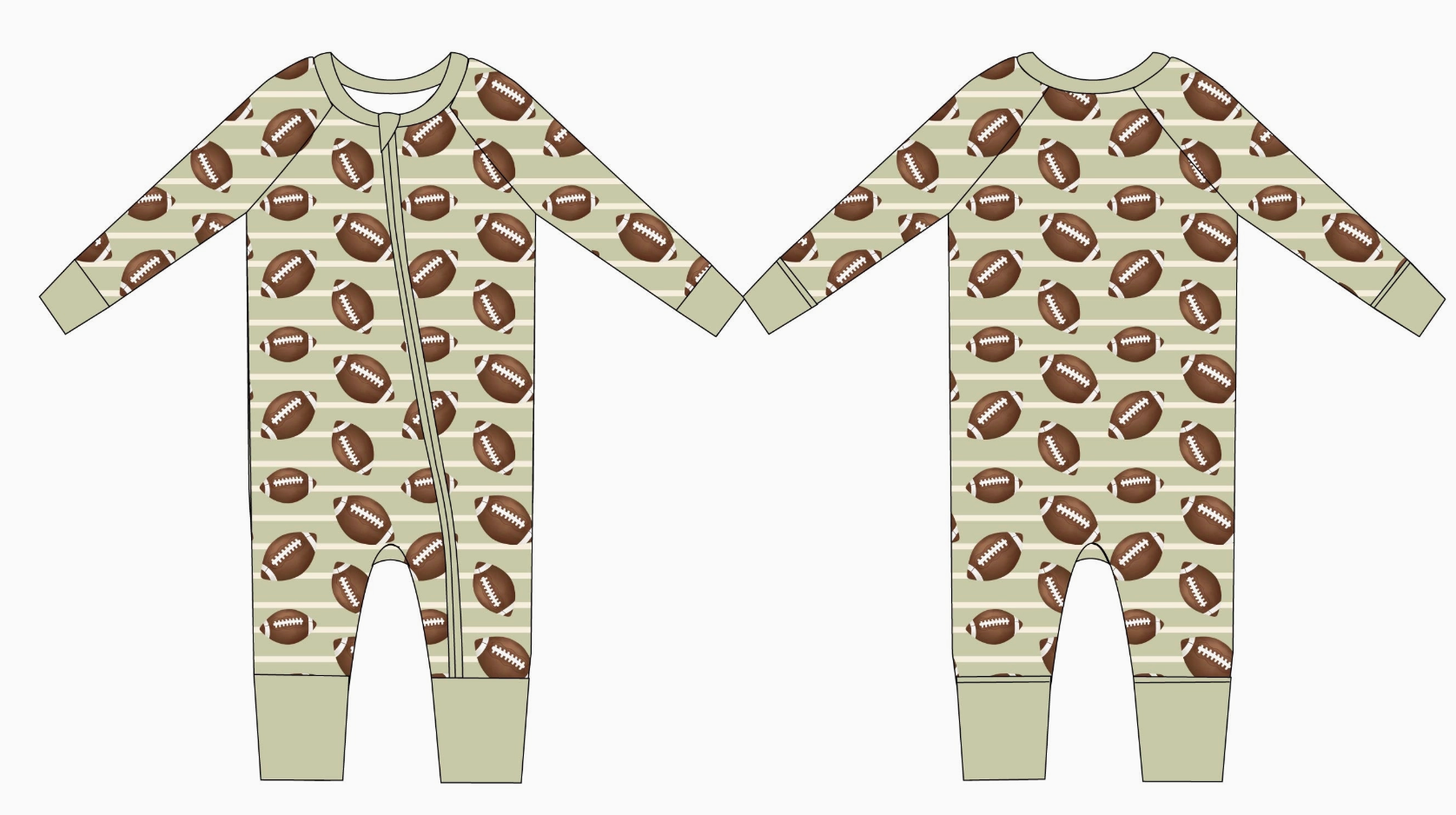 Bamboo Zip Romper - Football