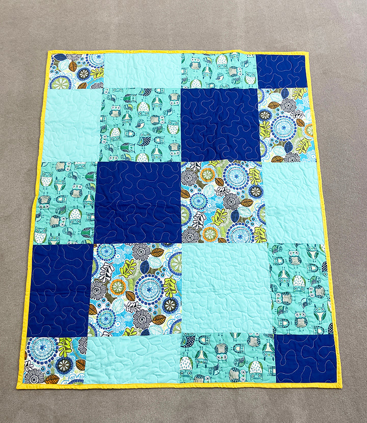 River House Boho Quilted Baby Blanket - Blue